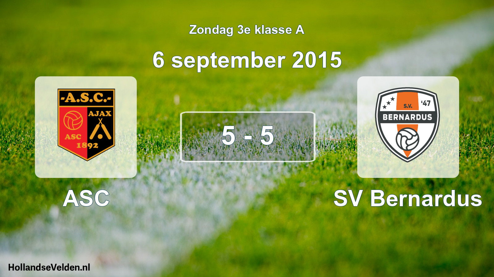 Total number of matches played: ASC - SV Bernardus 5 - 5 (6 September 2015)