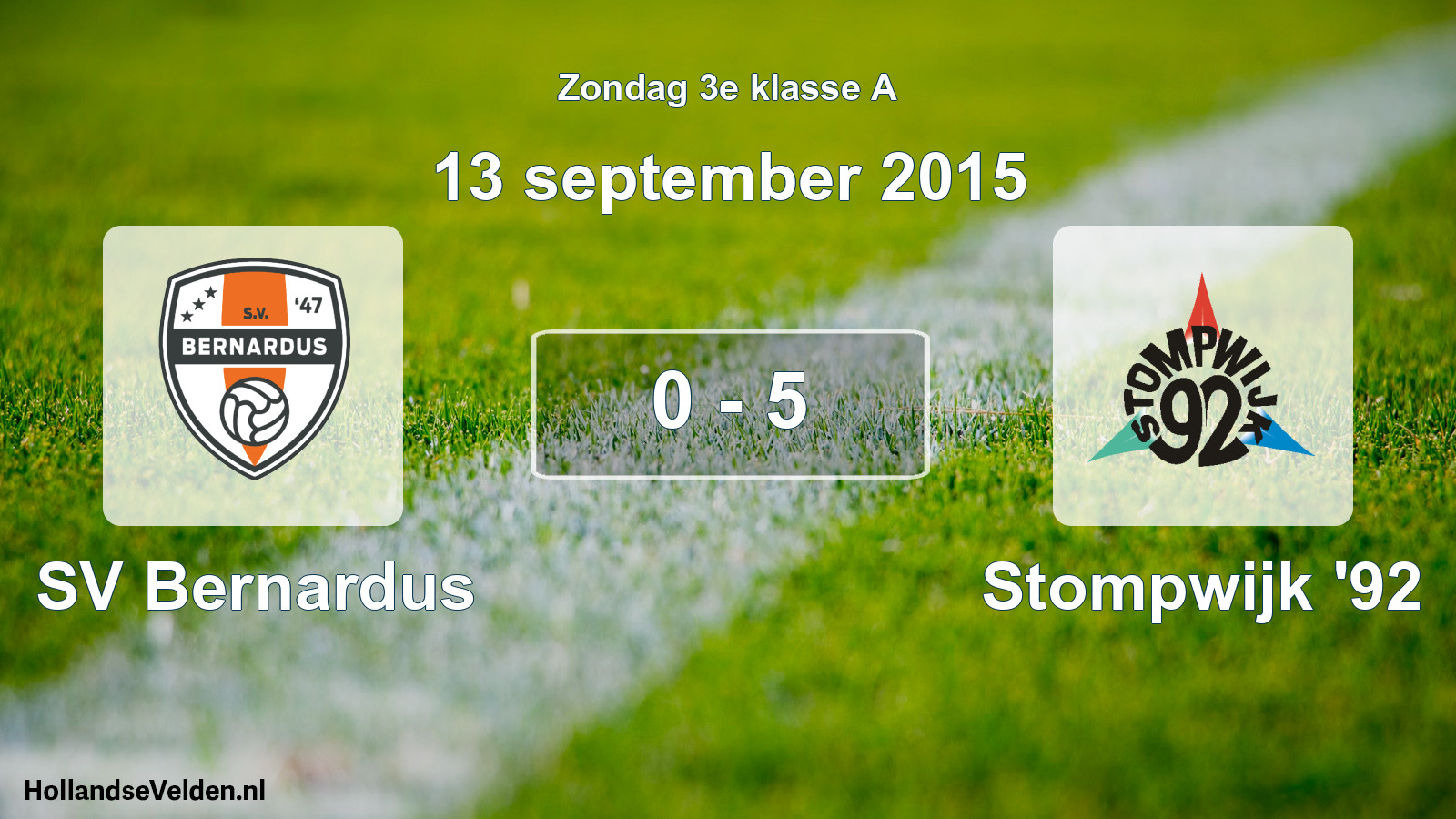 Total number of matches played: SV Bernardus - Stompwijk '92 0 - 5 (13 September 2015)