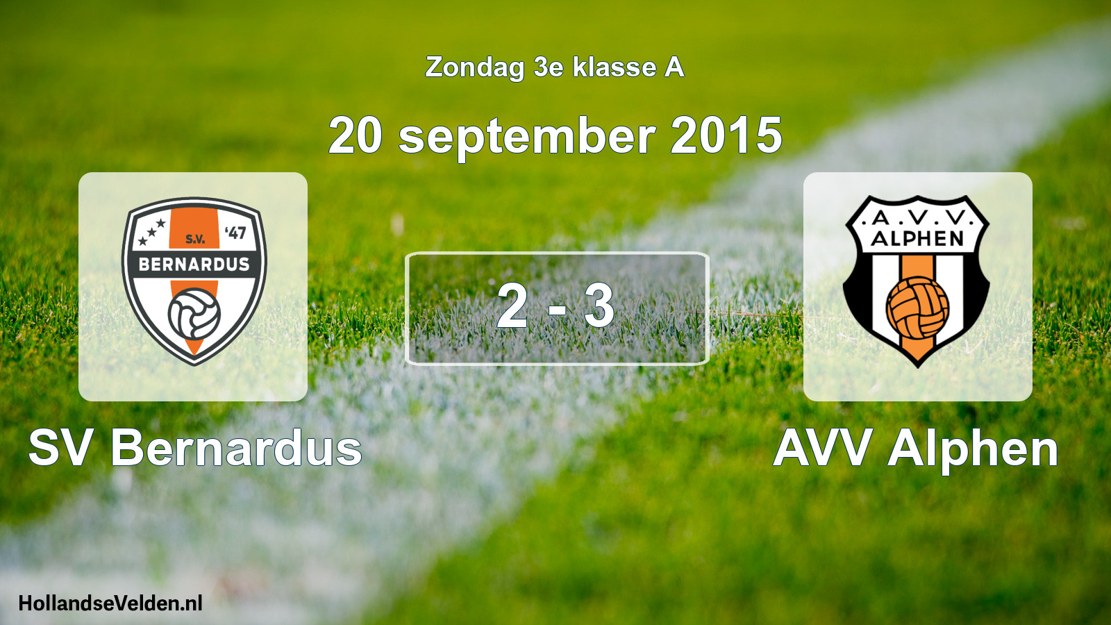 Total number of matches played: SV Bernardus - AVV Alphen 2 - 3 (20 September 2015)