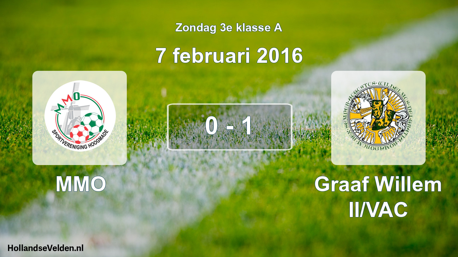 Total number of matches played: MMO - Graaf Willem II/VAC 0 - 1 (7 February 2016)