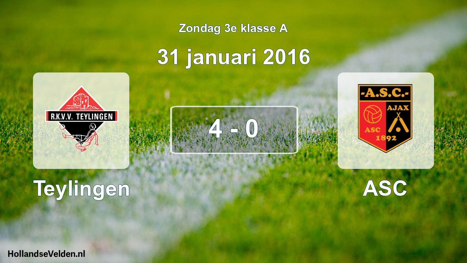 Total number of matches played: Teylingen - ASC 4 - 0 (31 January 2016)