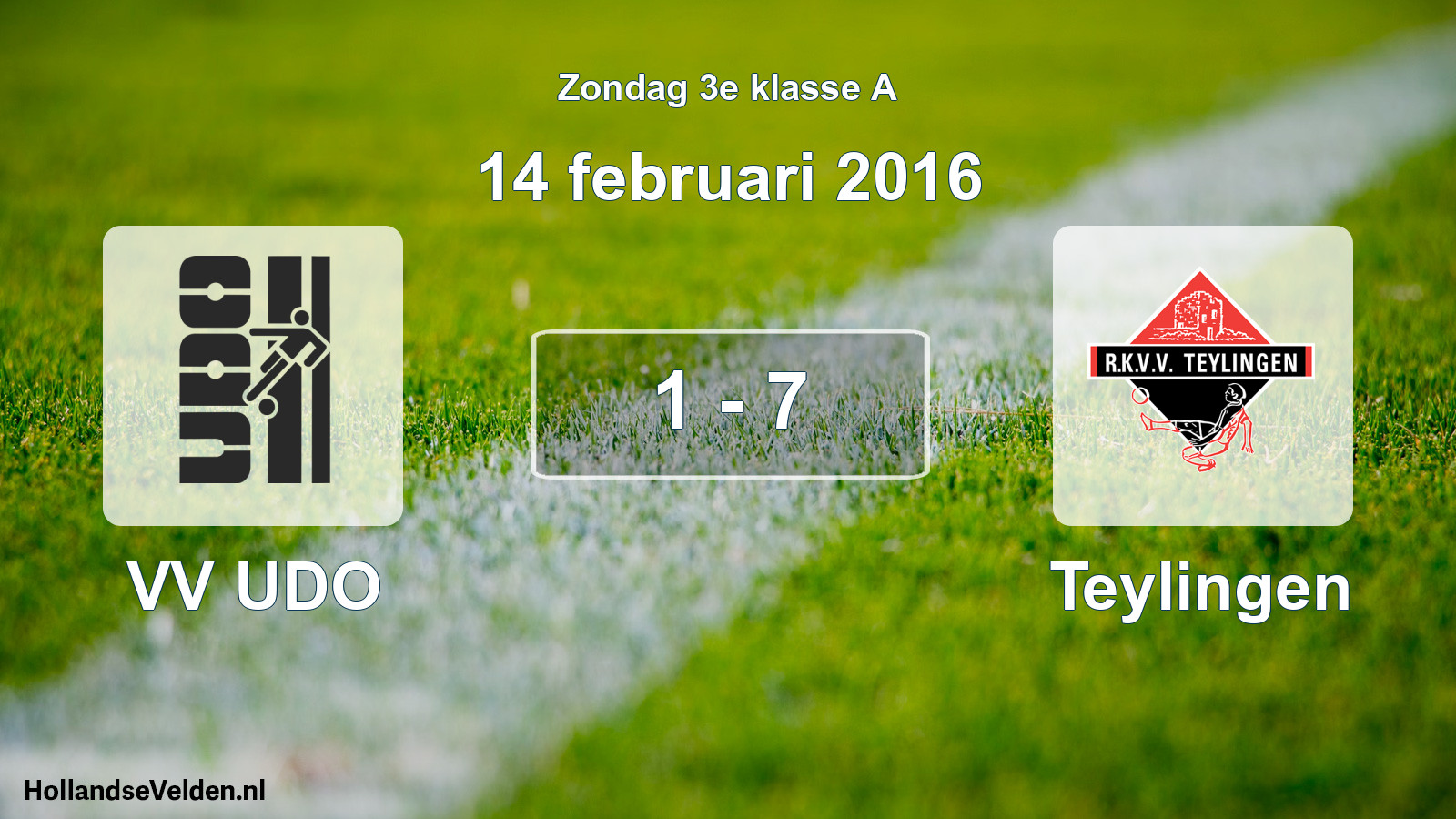 Total number of matches played: VV UDO - Teylingen 1 - 7 (14 February 2016)