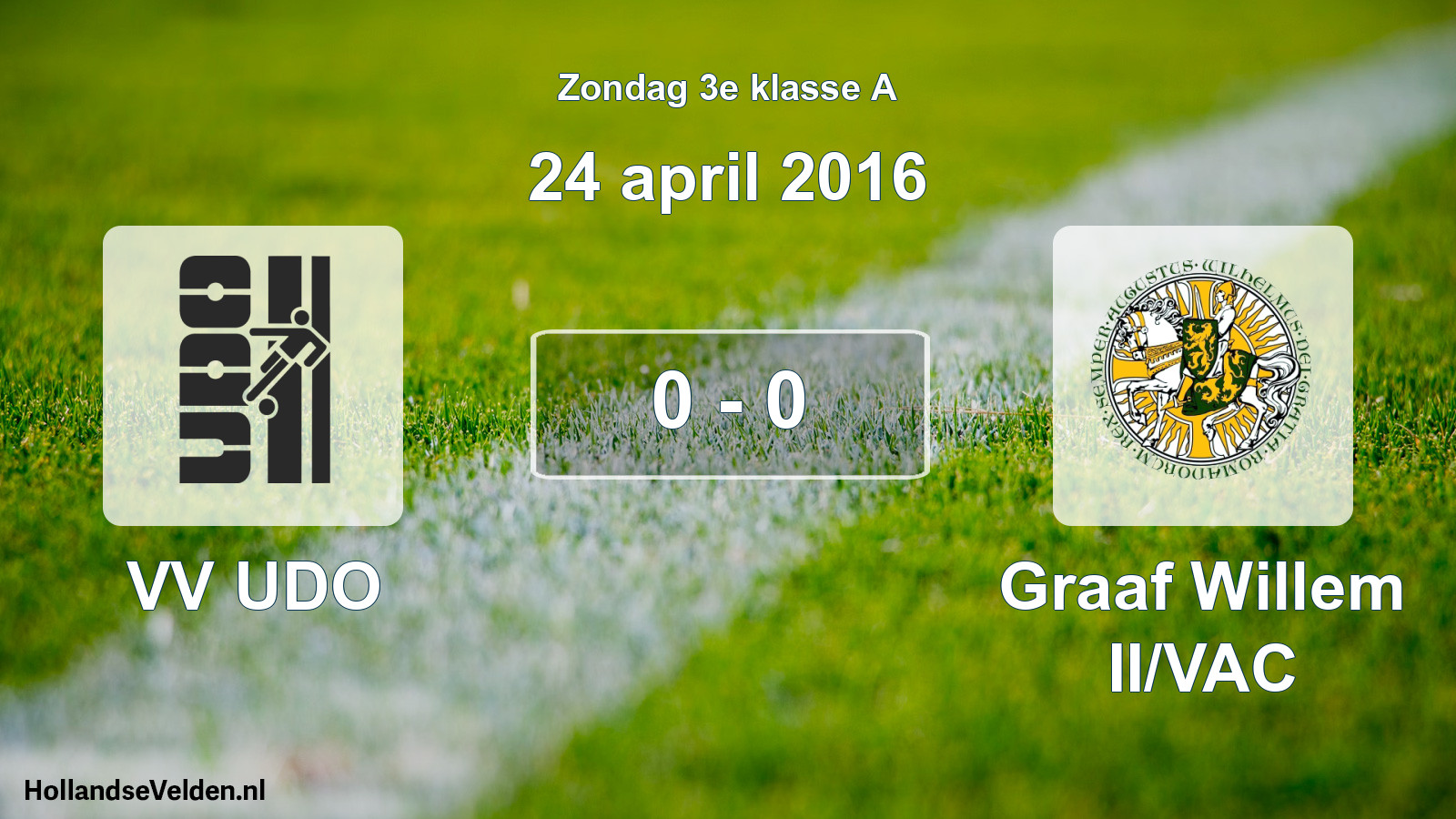 Total number of matches played: VV UDO - Graaf Willem II/VAC 0 - 0 (24 April 2016)