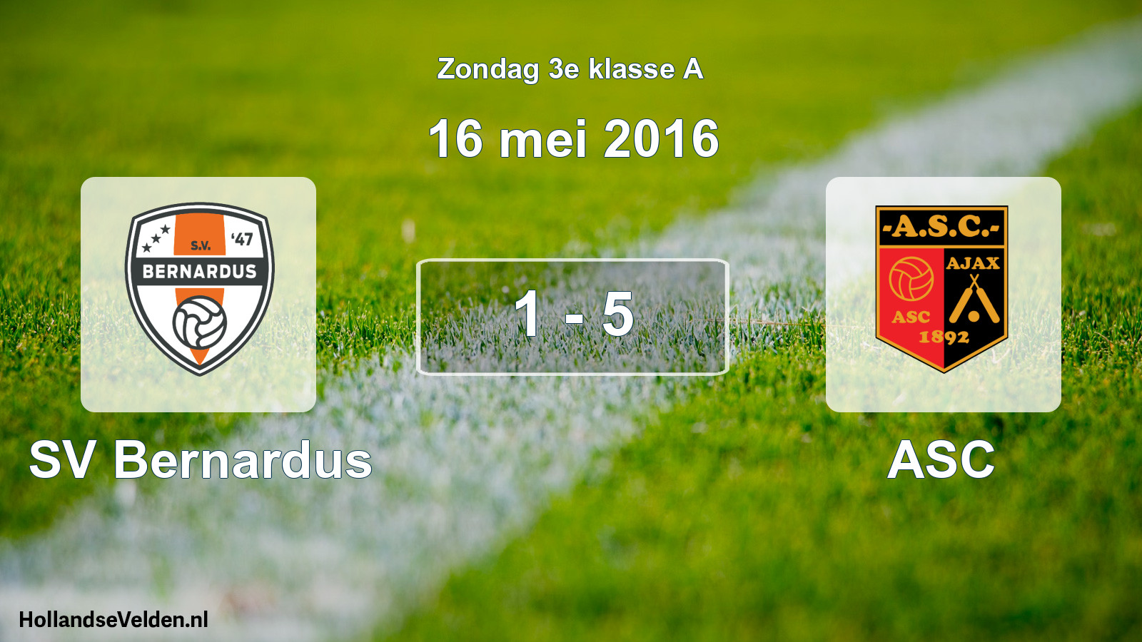 Total number of matches played: SV Bernardus - ASC 1 - 5 (16 May 2016)