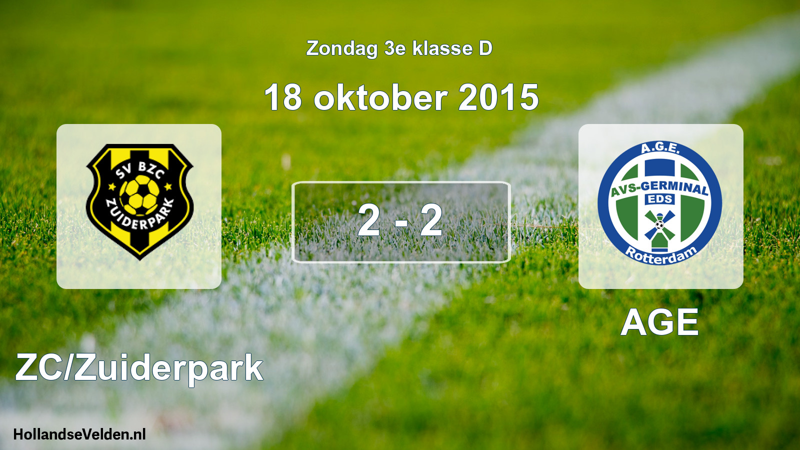Total number of matches played: BZC/Zuiderpark - AGE 2 - 2 (18 October 2015)