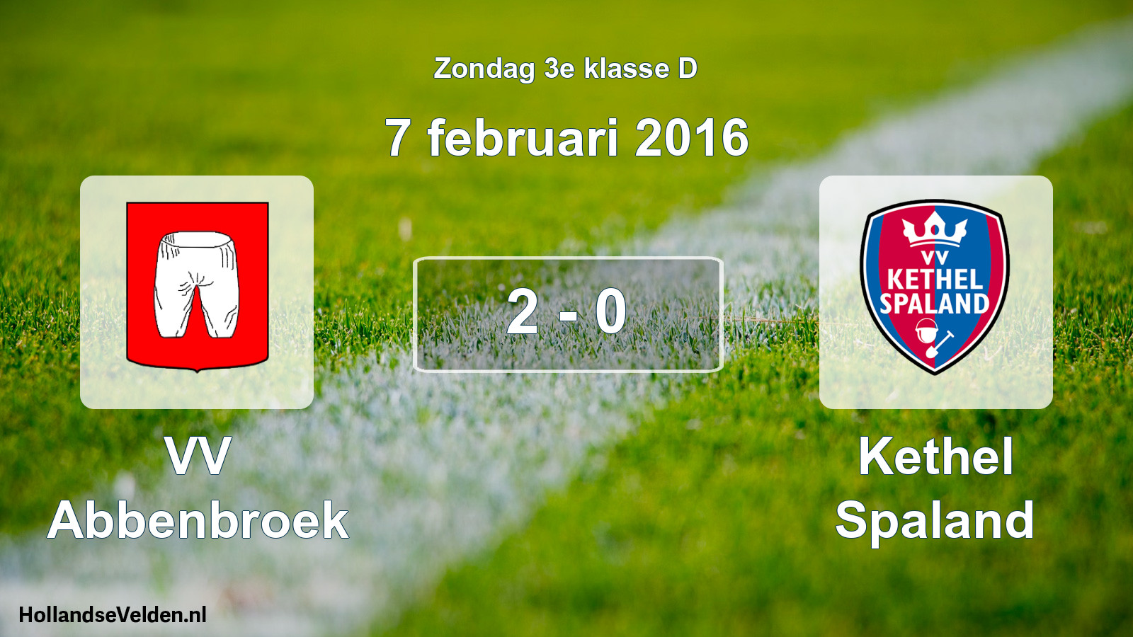 Total number of matches played: VV Abbenbroek - Kethel Spaland 2 - 0 (7 February 2016)