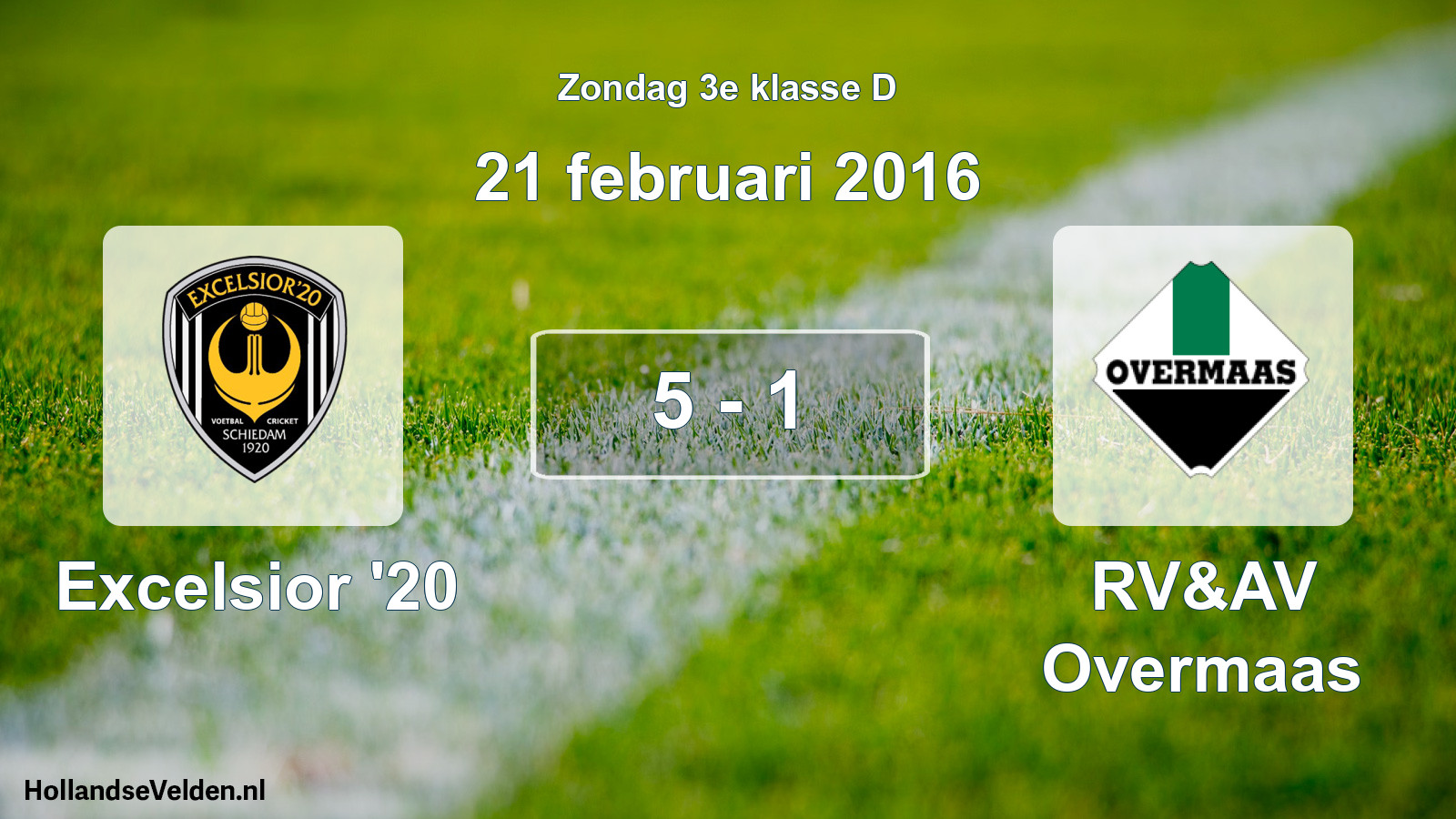 Total number of matches played: Excelsior '20 - RV&AV Overmaas 5 - 1 (21 February 2016)