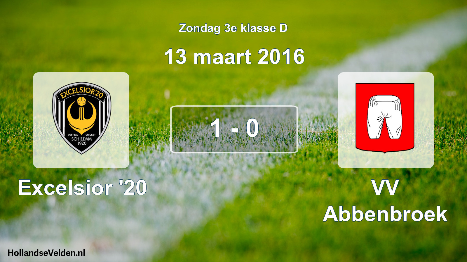 Total number of matches played: Excelsior '20 - VV Abbenbroek 1 - 0 (13 March 2016)