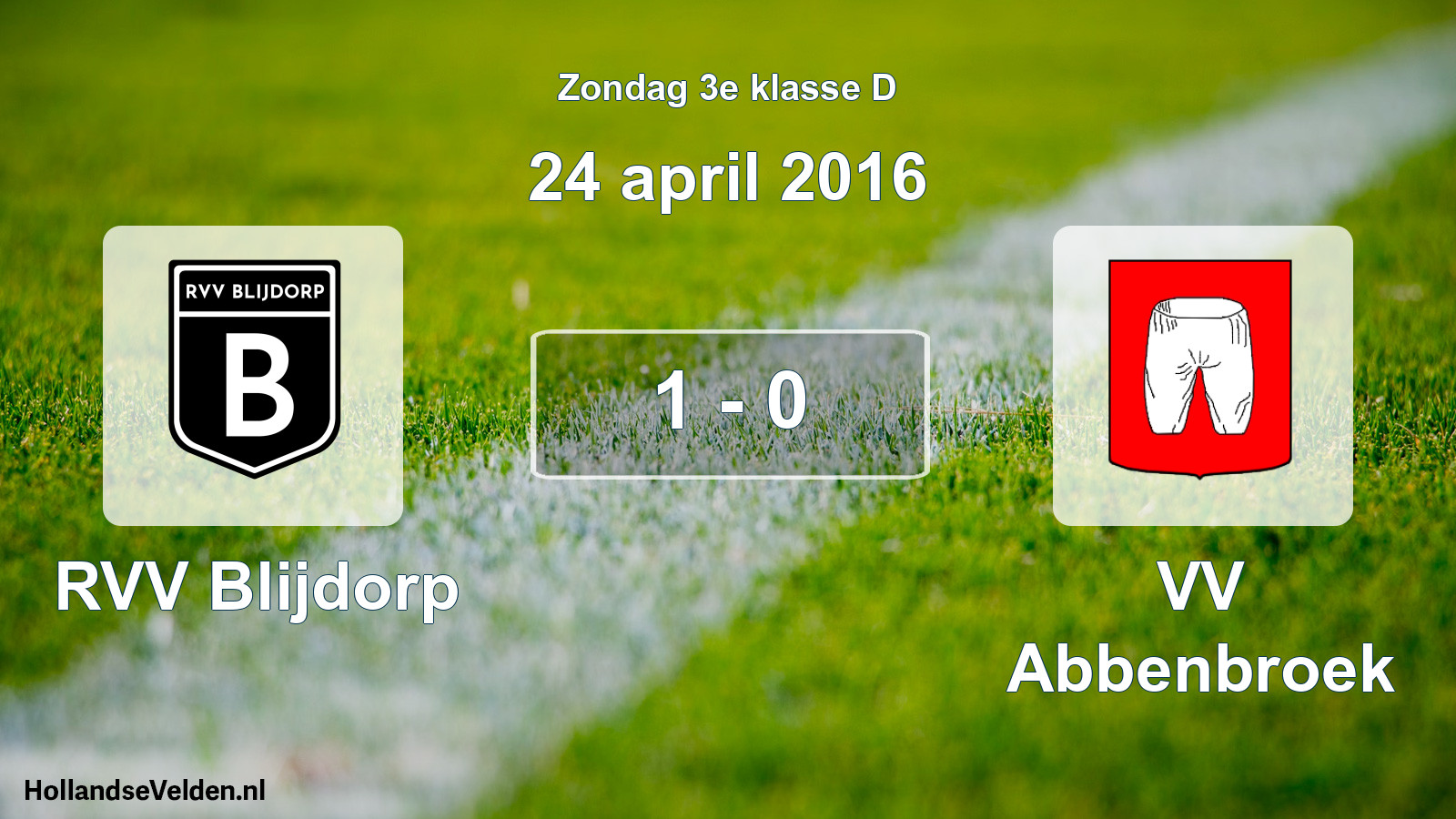 Total number of matches played: RVV Blijdorp - VV Abbenbroek 1 - 0 (24 April 2016)