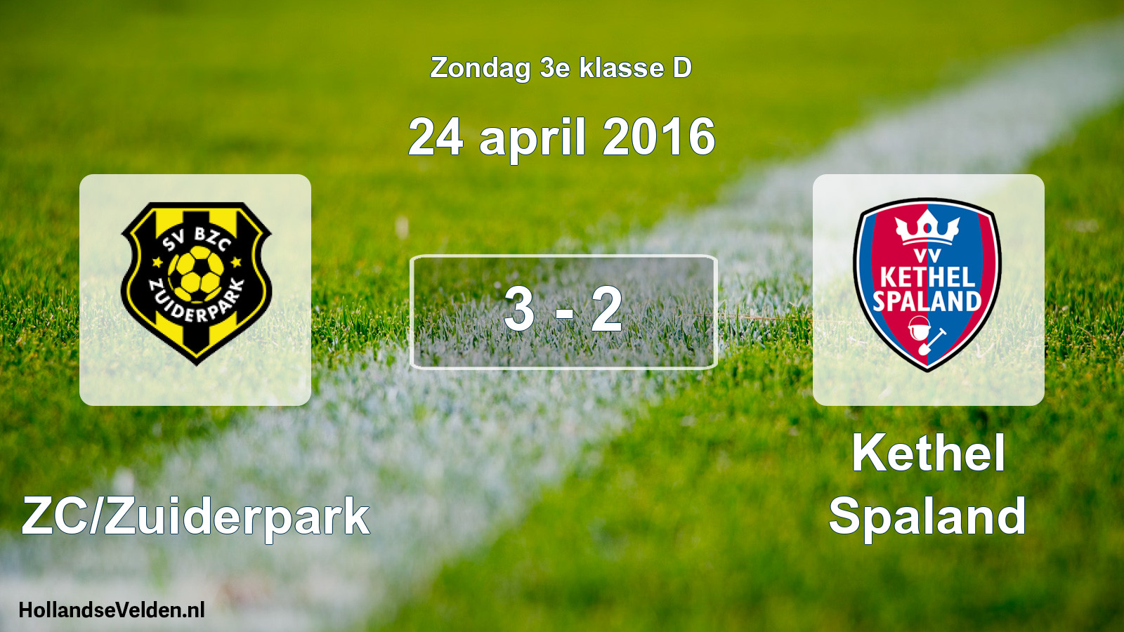 Total number of matches played: BZC/Zuiderpark - Kethel Spaland 3 - 2 (24 April 2016)