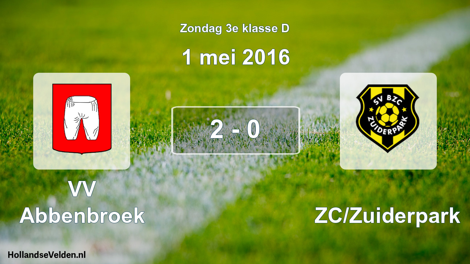 Total number of matches played: VV Abbenbroek - BZC/Zuiderpark 2 - 0 (1 May 2016)