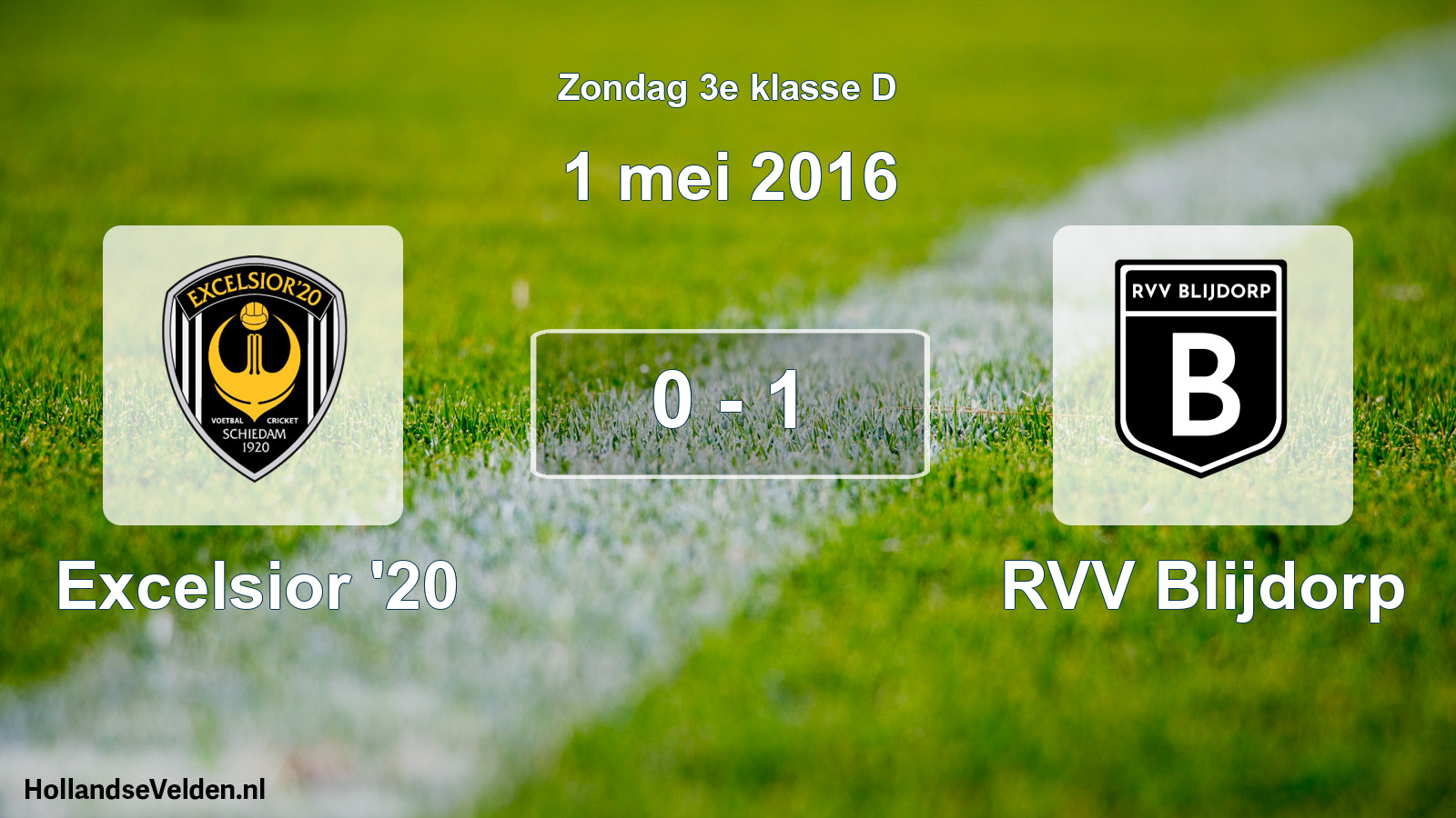 Total number of matches played: Excelsior '20 - RVV Blijdorp 0 - 1 (1 May 2016)