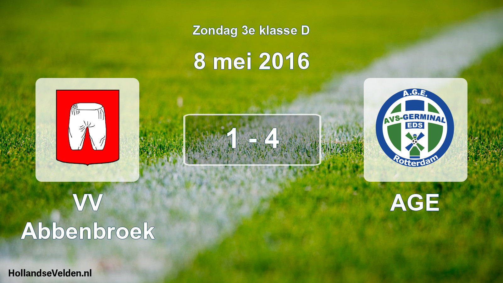 Total number of matches played: VV Abbenbroek - AGE 1 - 4 (8 May 2016)