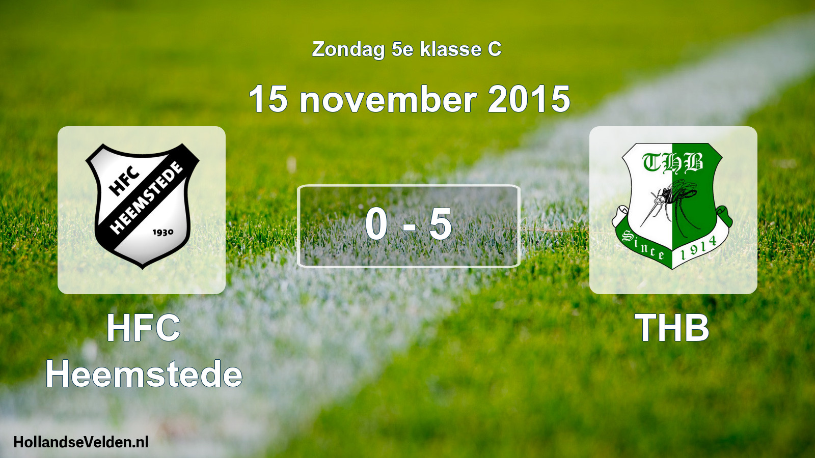 Total number of matches played: HFC Heemstede - THB 0 - 5 (15 November 2015)