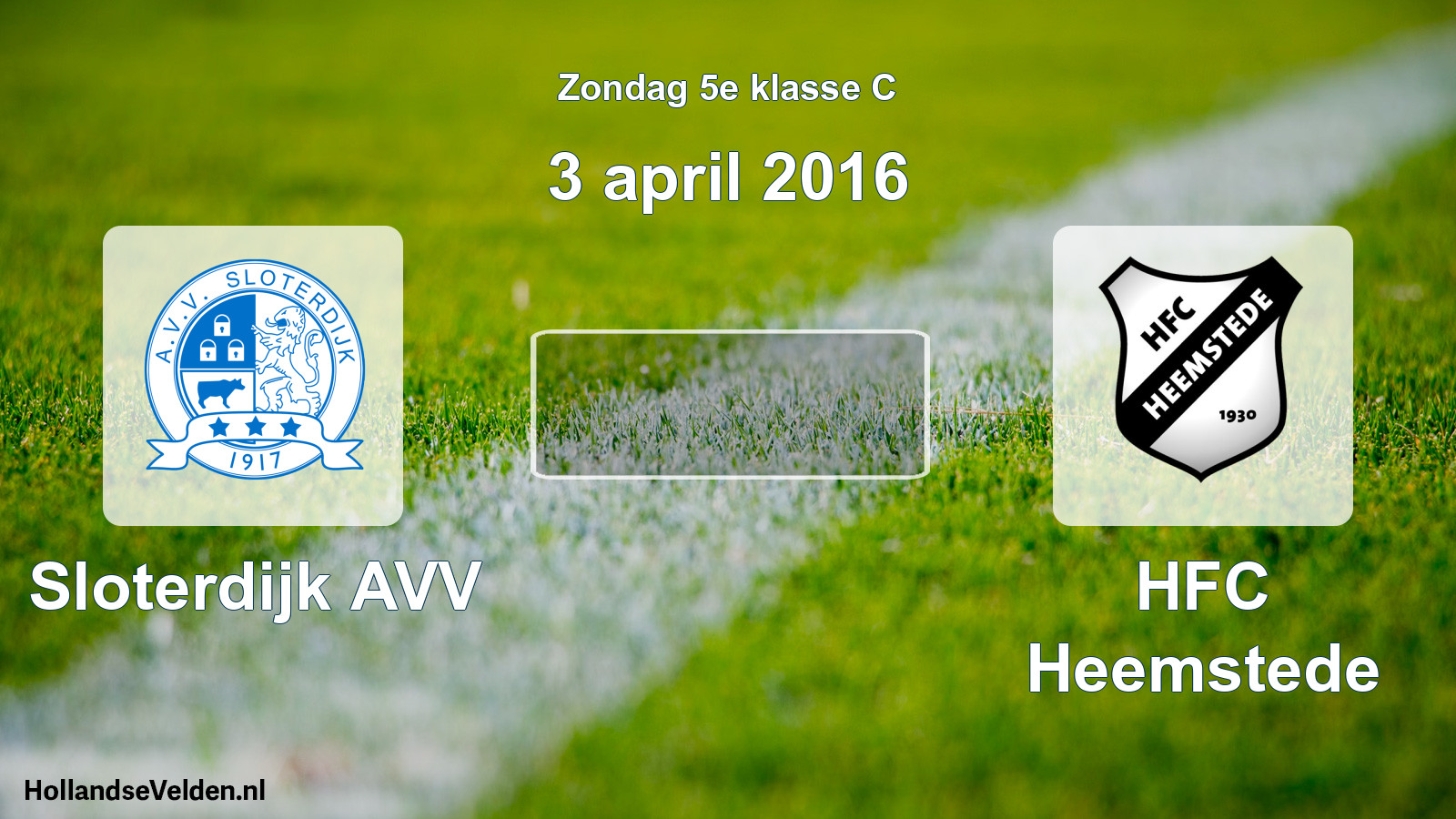 Scheduled Match: Sloterdijk AVV - HFC Heemstede (3 April 2016)