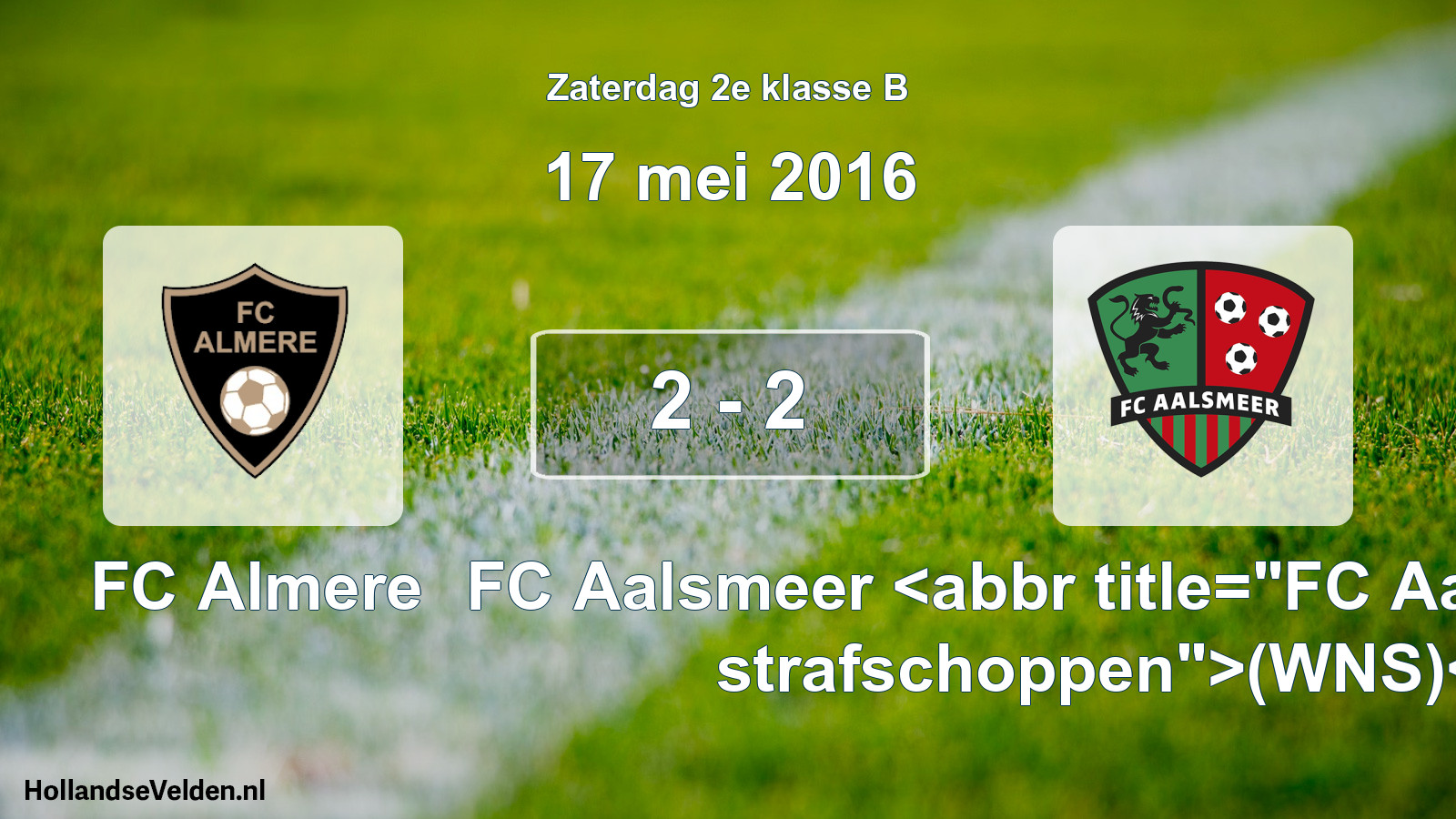 Total number of matches played: FC Almere - FC Aalsmeer <abbr title=