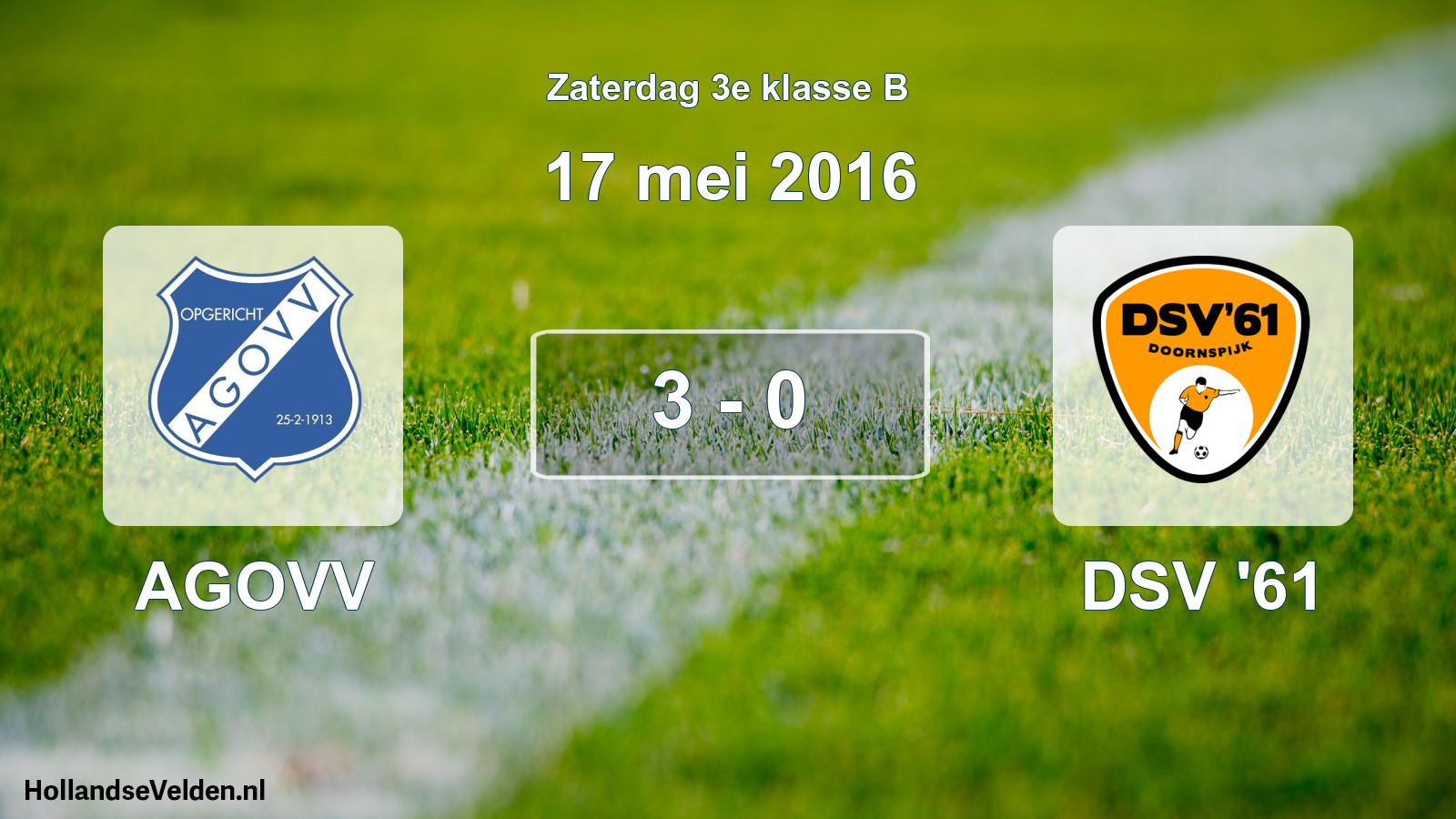 Total number of matches played: AGOVV - DSV '61 3 - 0 (17 May 2016)