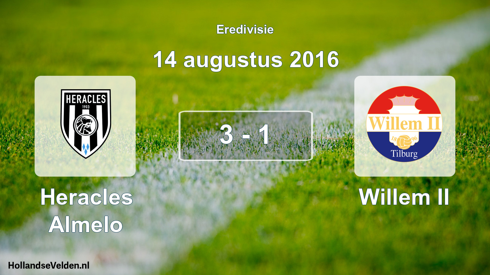 Total number of matches played: Heracles Almelo - Willem II 3 - 1 (14 August 2016)
