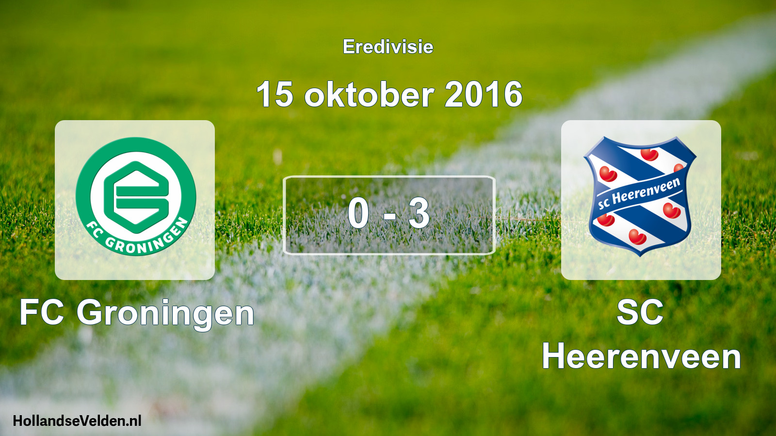 Total number of matches played: FC Groningen - SC Heerenveen 0 - 3 (15 October 2016)