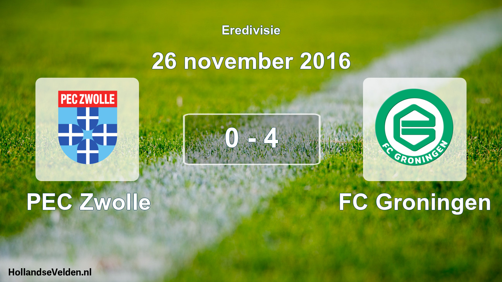 Total number of matches played: PEC Zwolle - FC Groningen 0 - 4 (26 November 2016)