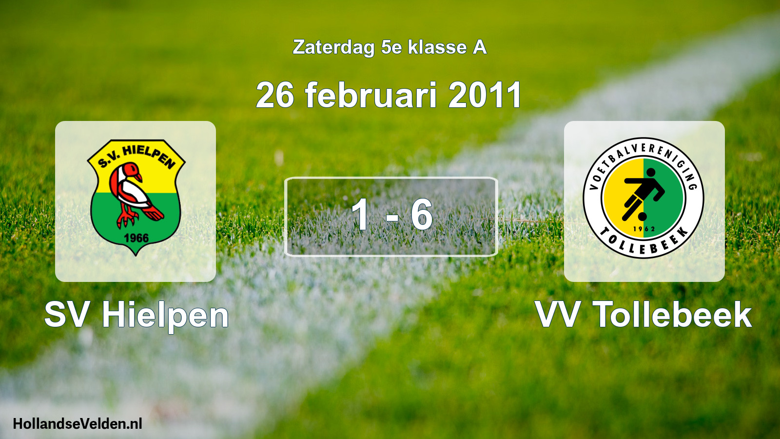 Total number of matches played: SV Hielpen - VV Tollebeek 1 - 6 (26 February 2011)