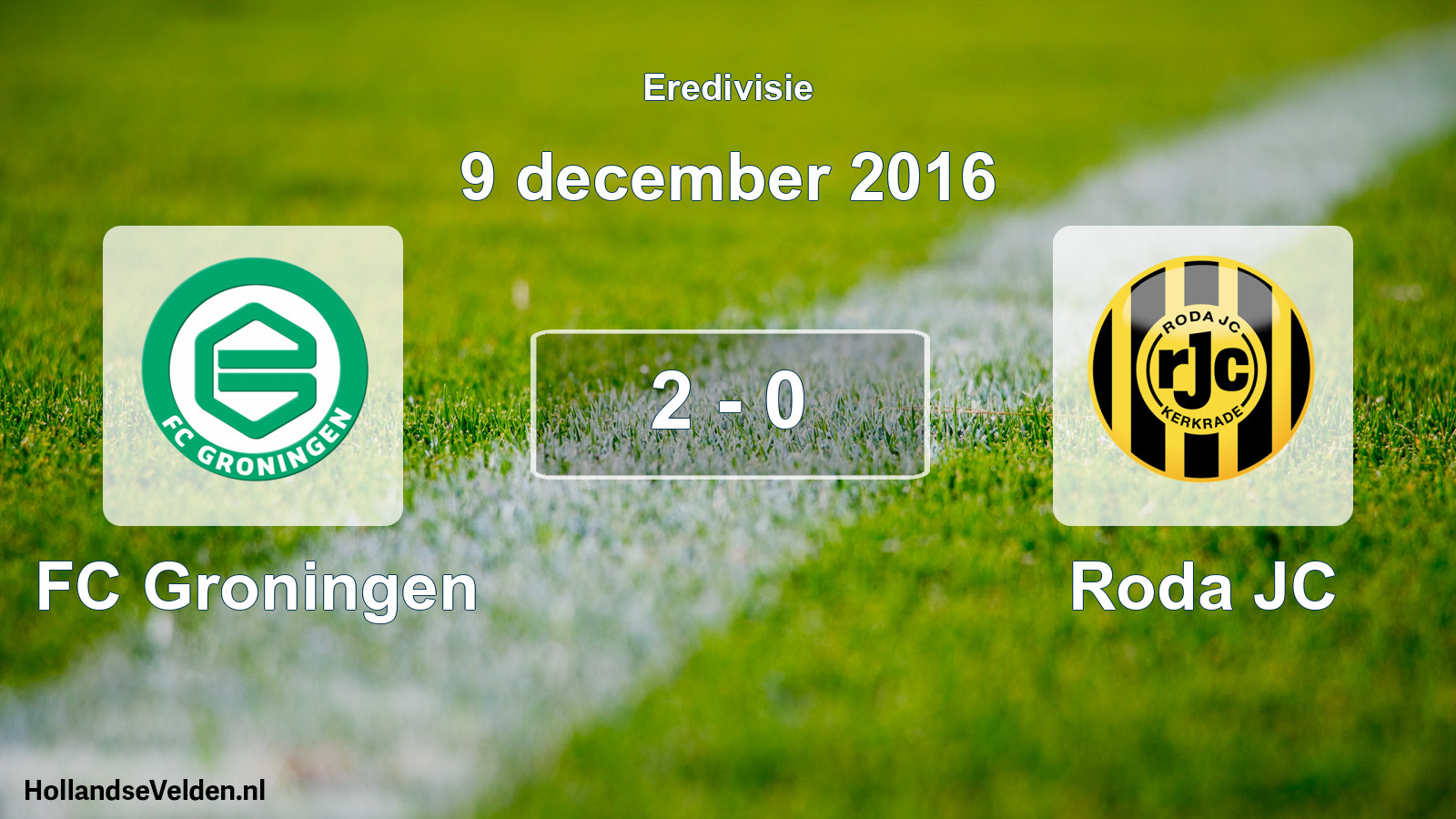 Total number of matches played: FC Groningen - Roda JC 2 - 0 (9 December 2016)
