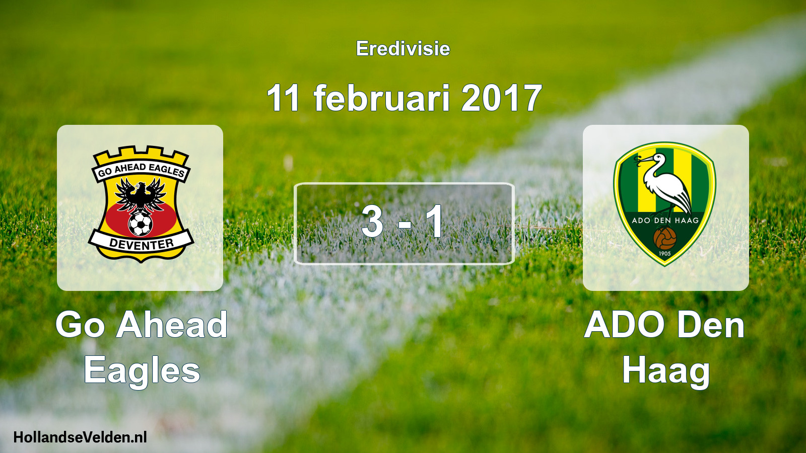 Total number of matches played: Go Ahead Eagles - ADO Den Haag 3 - 1 (11 February 2017)