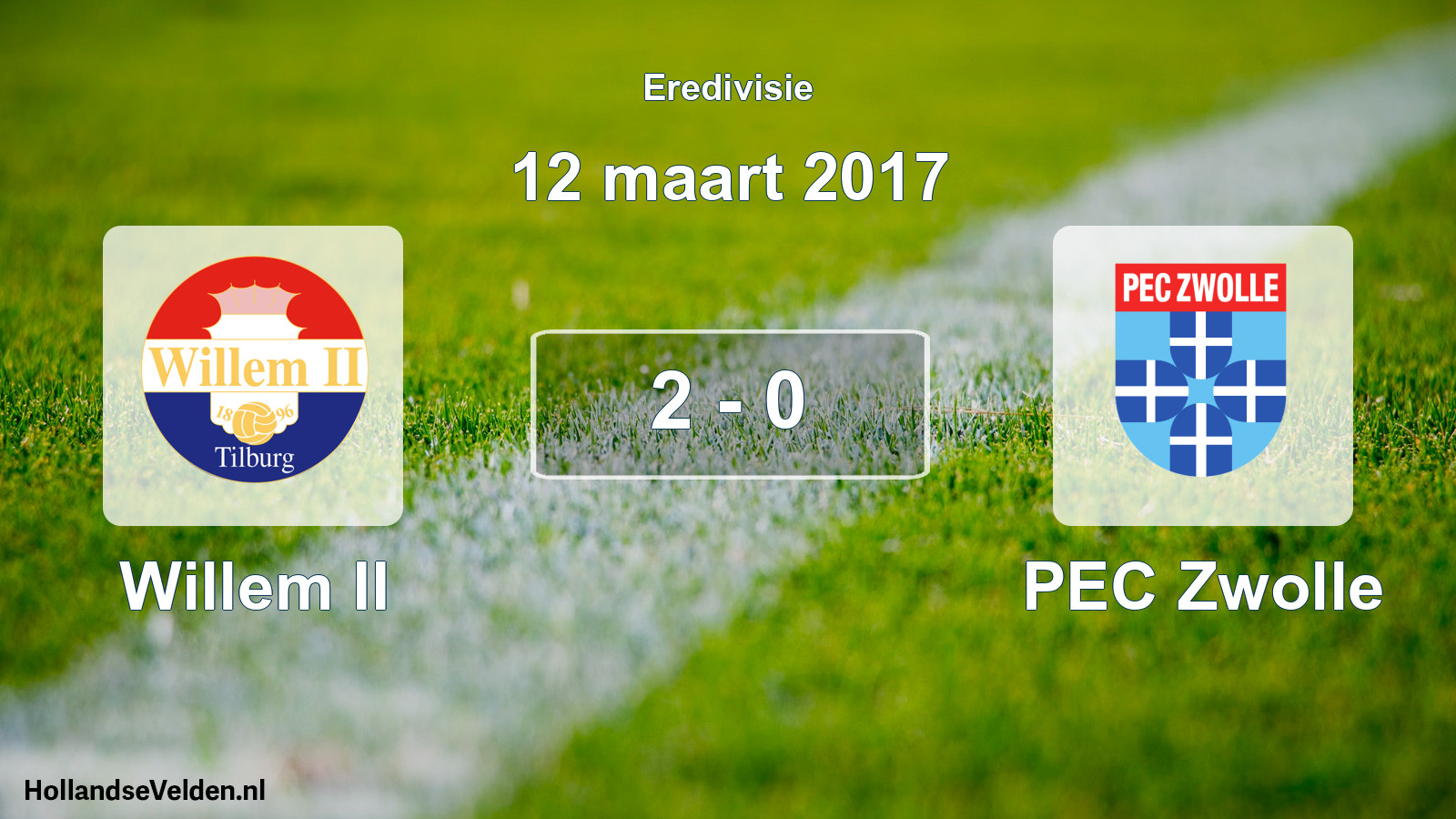 Total number of matches played: Willem II - PEC Zwolle 2 - 0 (12 March 2017)