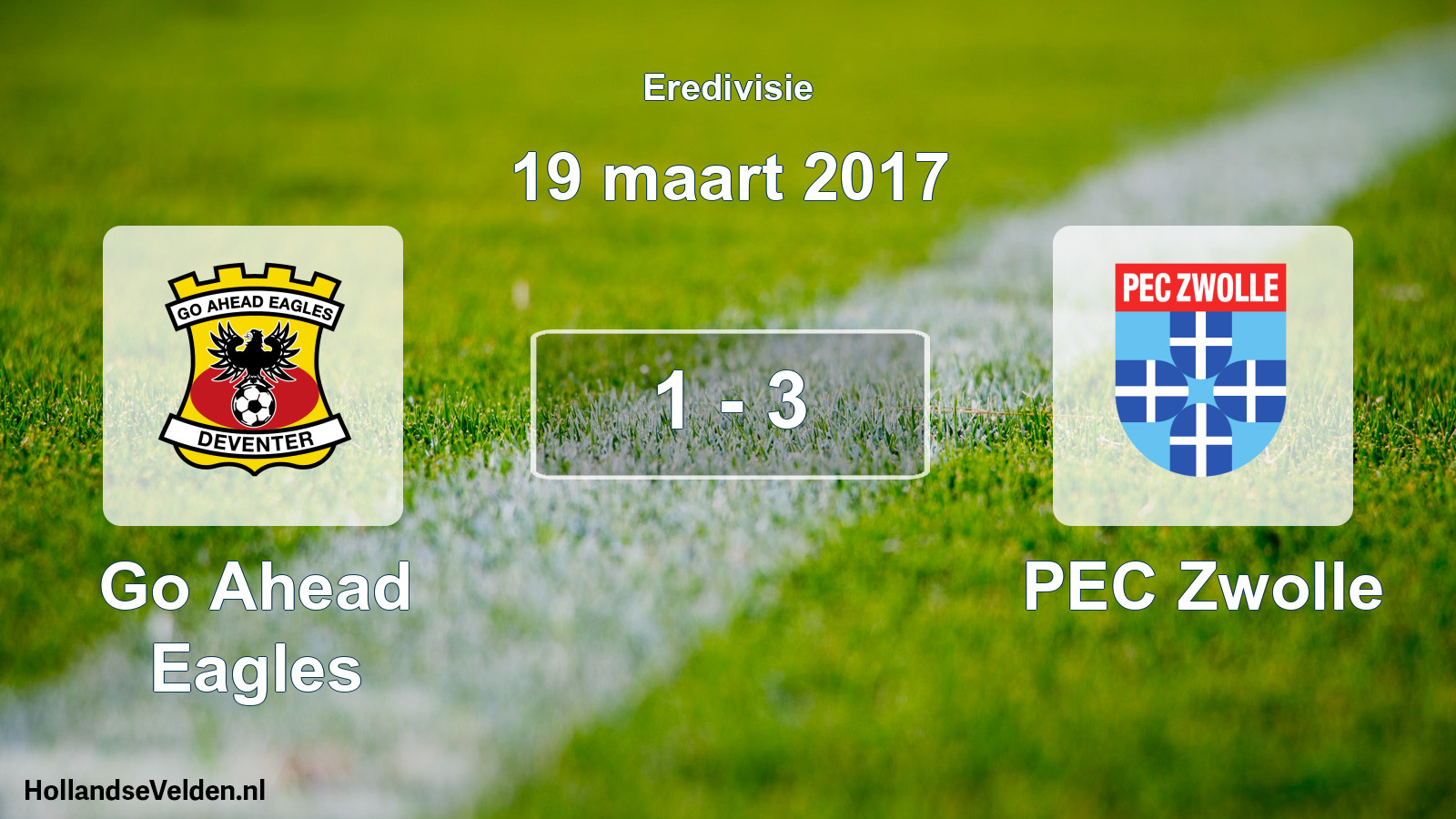 Total number of matches played: Go Ahead Eagles - PEC Zwolle 1 - 3 (19 March 2017)