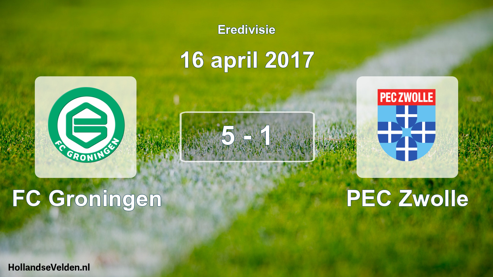 Total number of matches played: FC Groningen - PEC Zwolle 5 - 1 (16 April 2017)