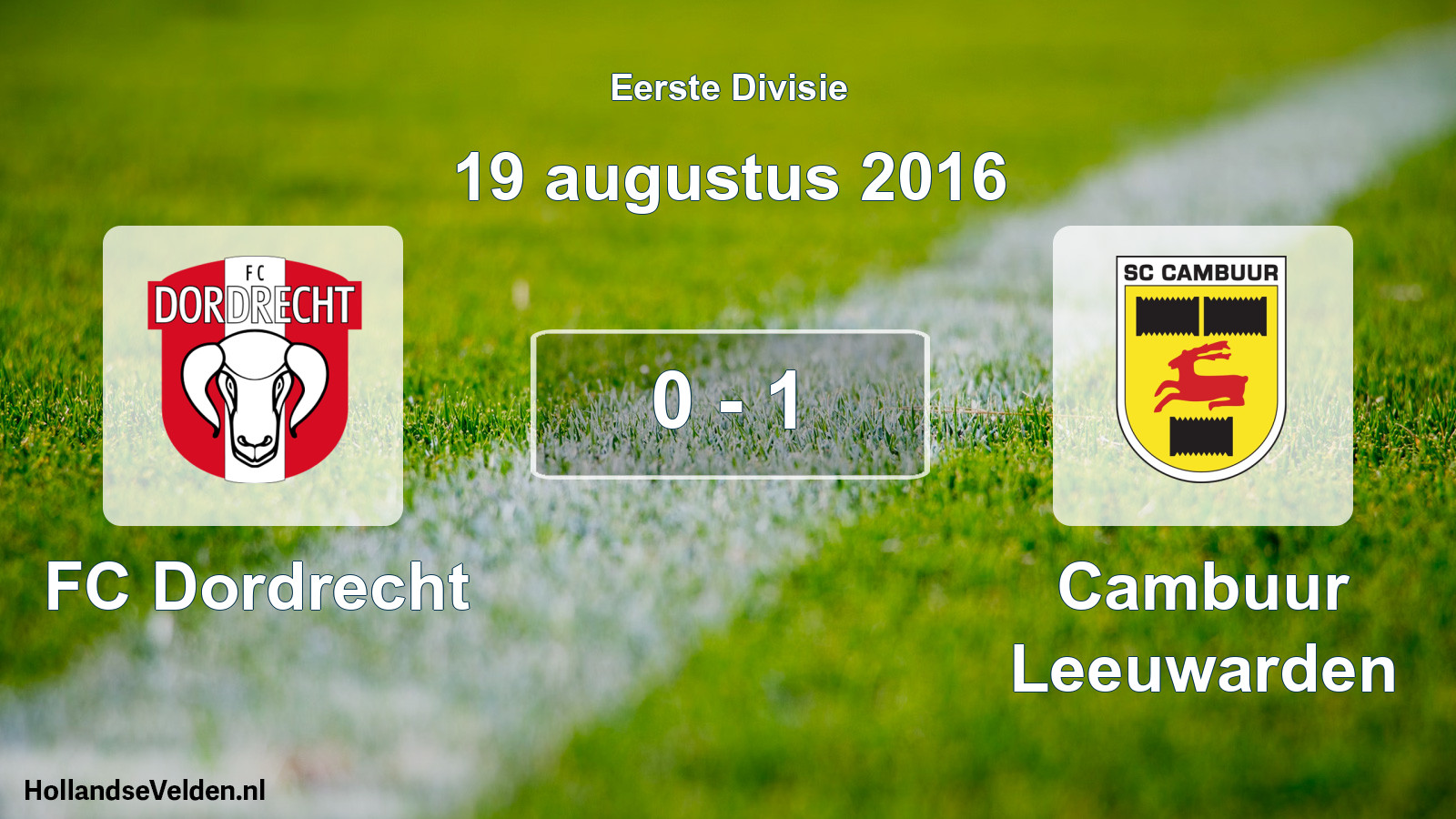 Total number of matches played: FC Dordrecht - Cambuur Leeuwarden 0 - 1 (19 August 2016)