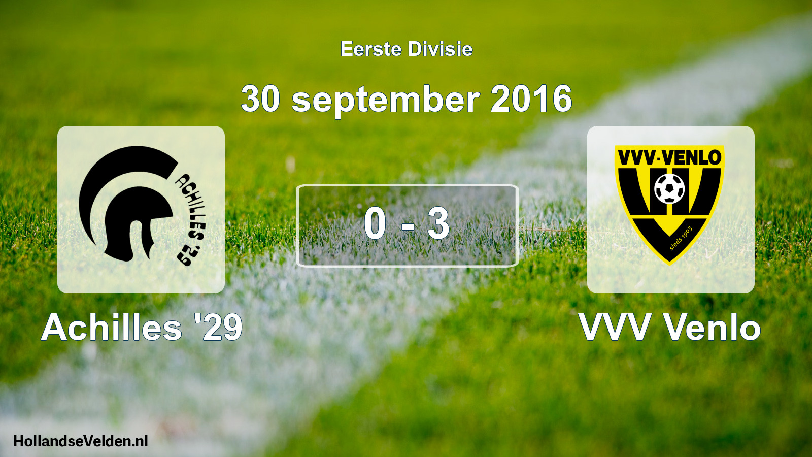 Total number of matches played: Achilles '29 - VVV Venlo 0 - 3 (30 September 2016)