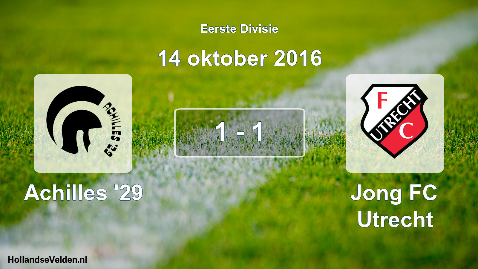 Total number of matches played: Achilles '29 - Jong FC Utrecht 1 - 1 (14 October 2016)