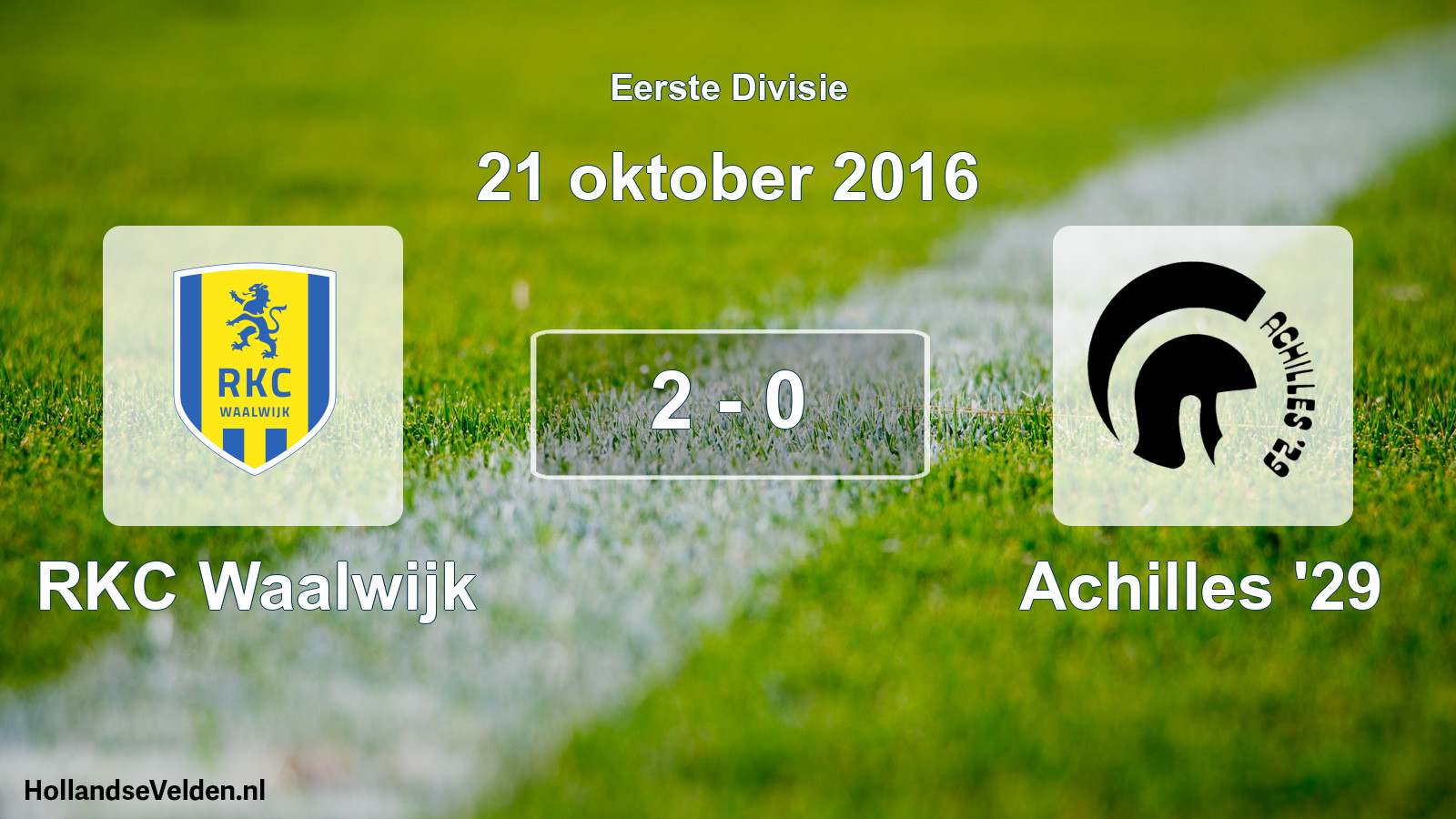 Total number of matches played: RKC Waalwijk - Achilles '29 2 - 0 (21 October 2016)