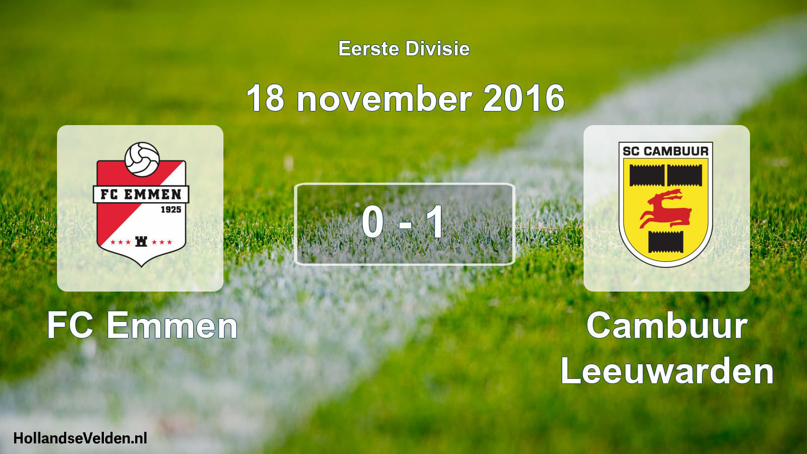 Total number of matches played: FC Emmen - Cambuur Leeuwarden 0 - 1 (18 November 2016)