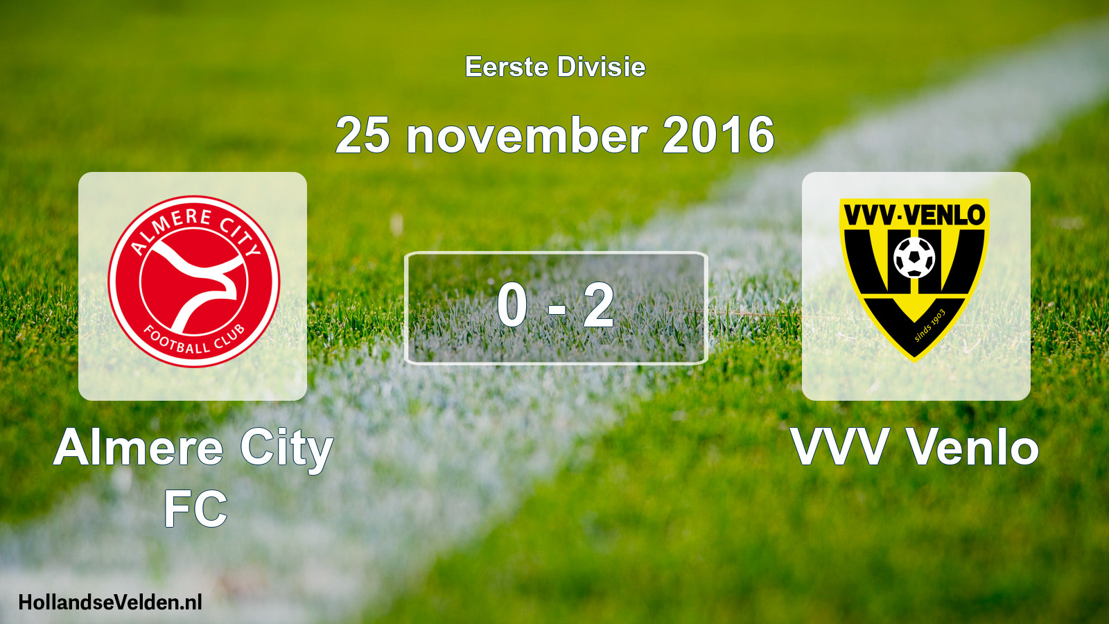Total number of matches played: Almere City FC - VVV Venlo 0 - 2 (25 November 2016)