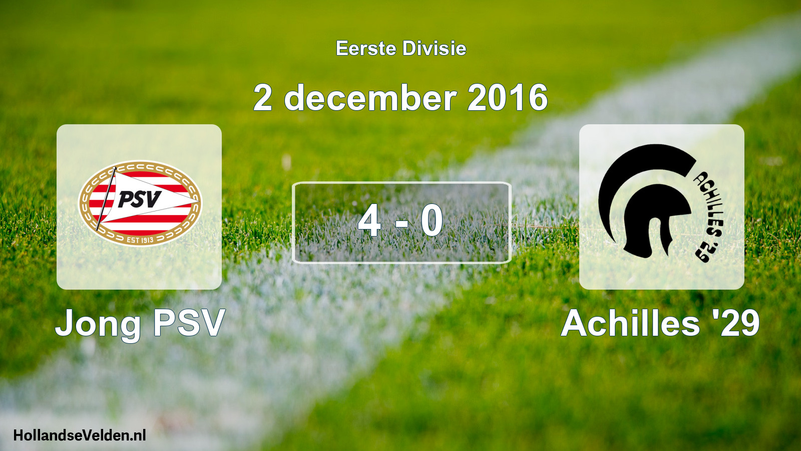Total number of matches played: Jong PSV - Achilles '29 4 - 0 (2 December 2016)