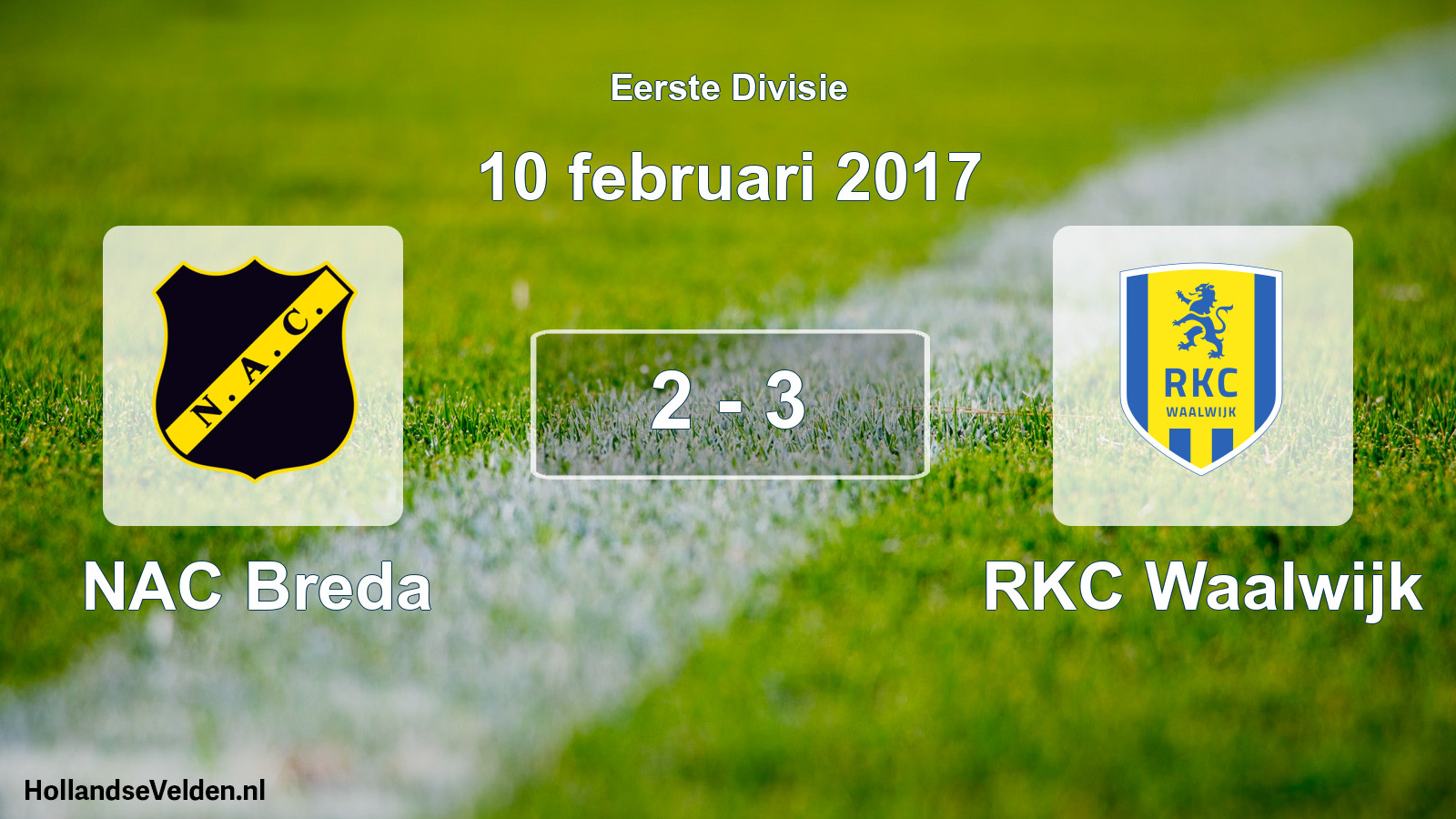 Total number of matches played: NAC Breda - RKC Waalwijk 2 - 3 (10 February 2017)