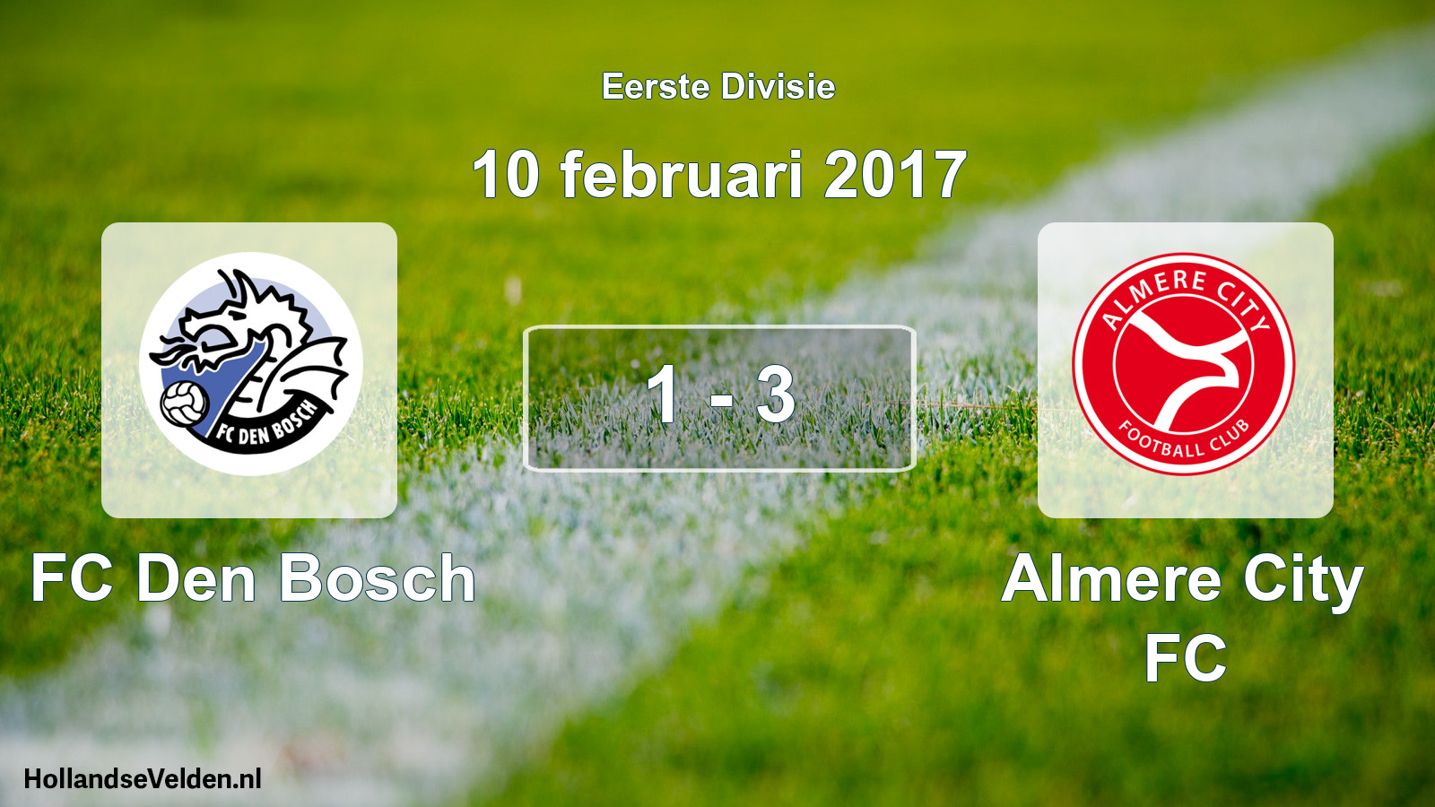 Total number of matches played: FC Den Bosch - Almere City FC 1 - 3 (10 February 2017)