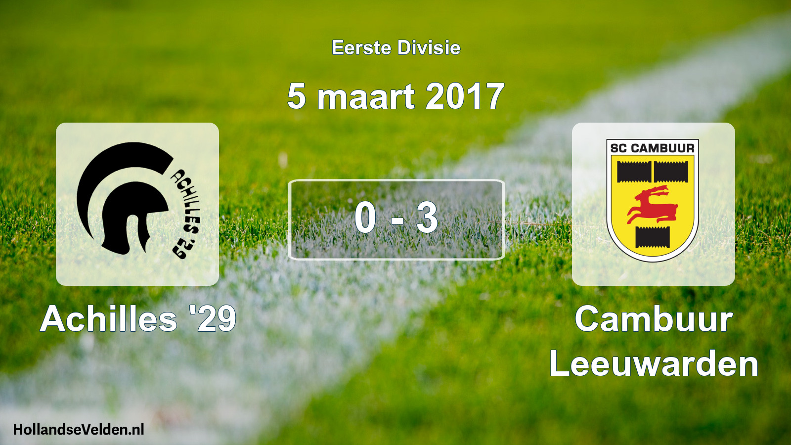 Total number of matches played: Achilles '29 - Cambuur Leeuwarden 0 - 3 (5 March 2017)