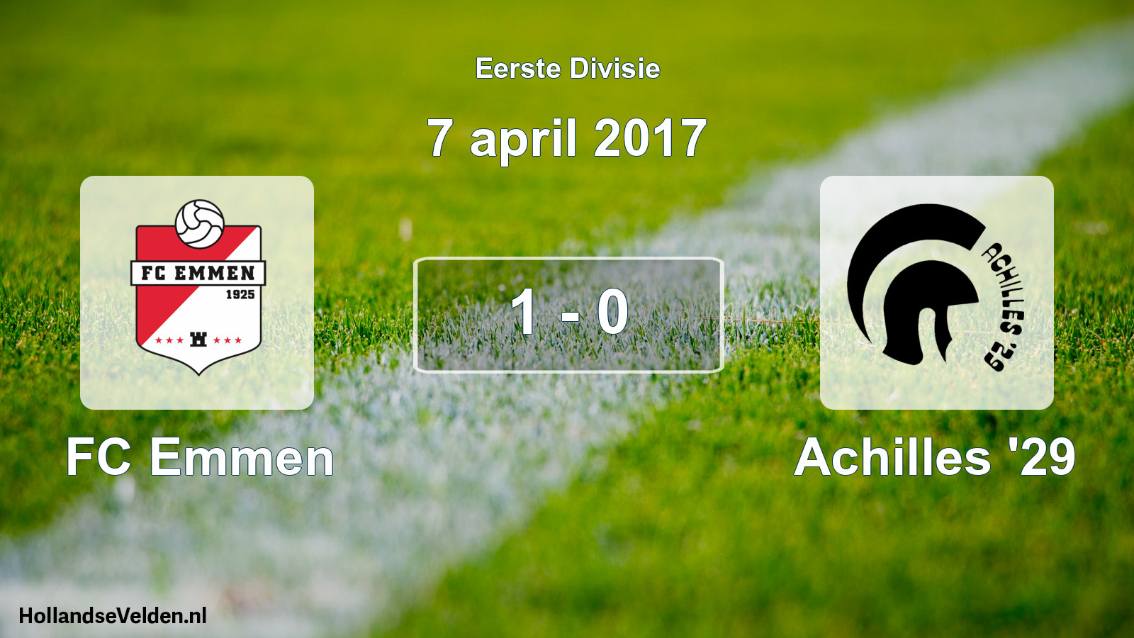 Total number of matches played: FC Emmen - Achilles '29 1 - 0 (7 April 2017)