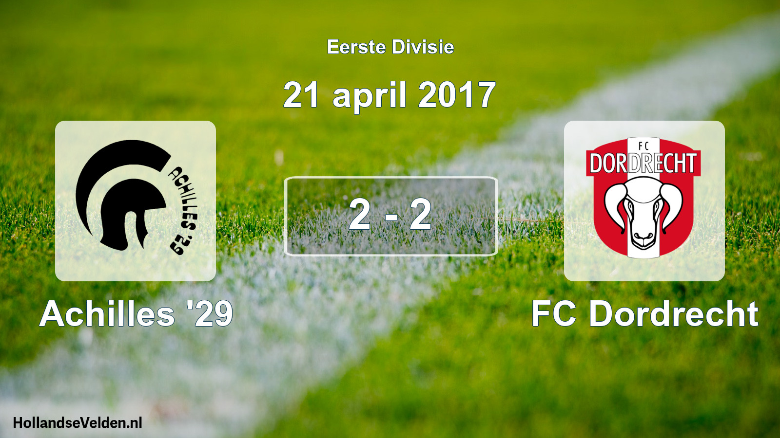 Total number of matches played: Achilles '29 - FC Dordrecht 2 - 2 (21 April 2017)