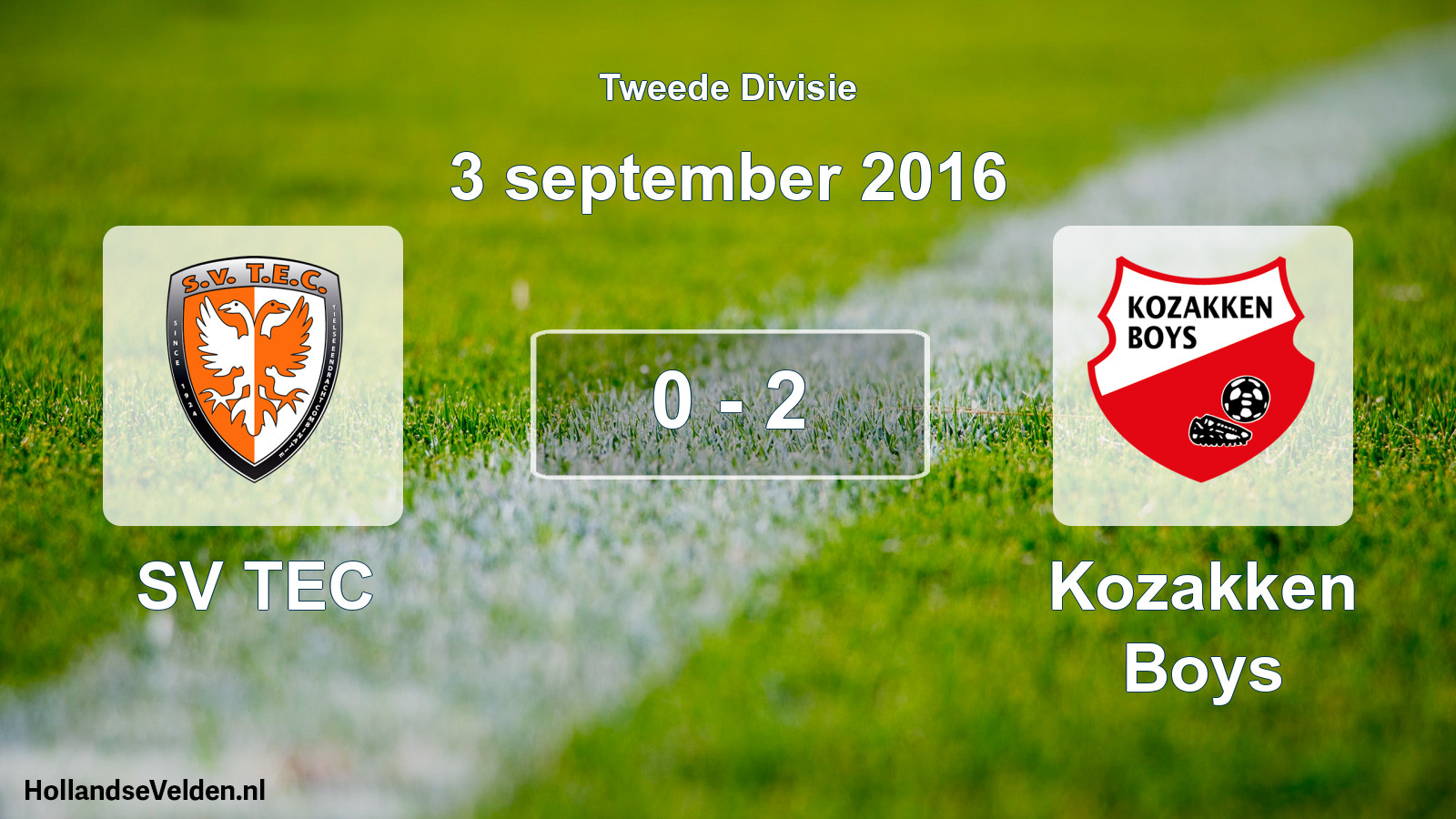 Total number of matches played: SV TEC - Kozakken Boys 0 - 2 (3 September 2016)