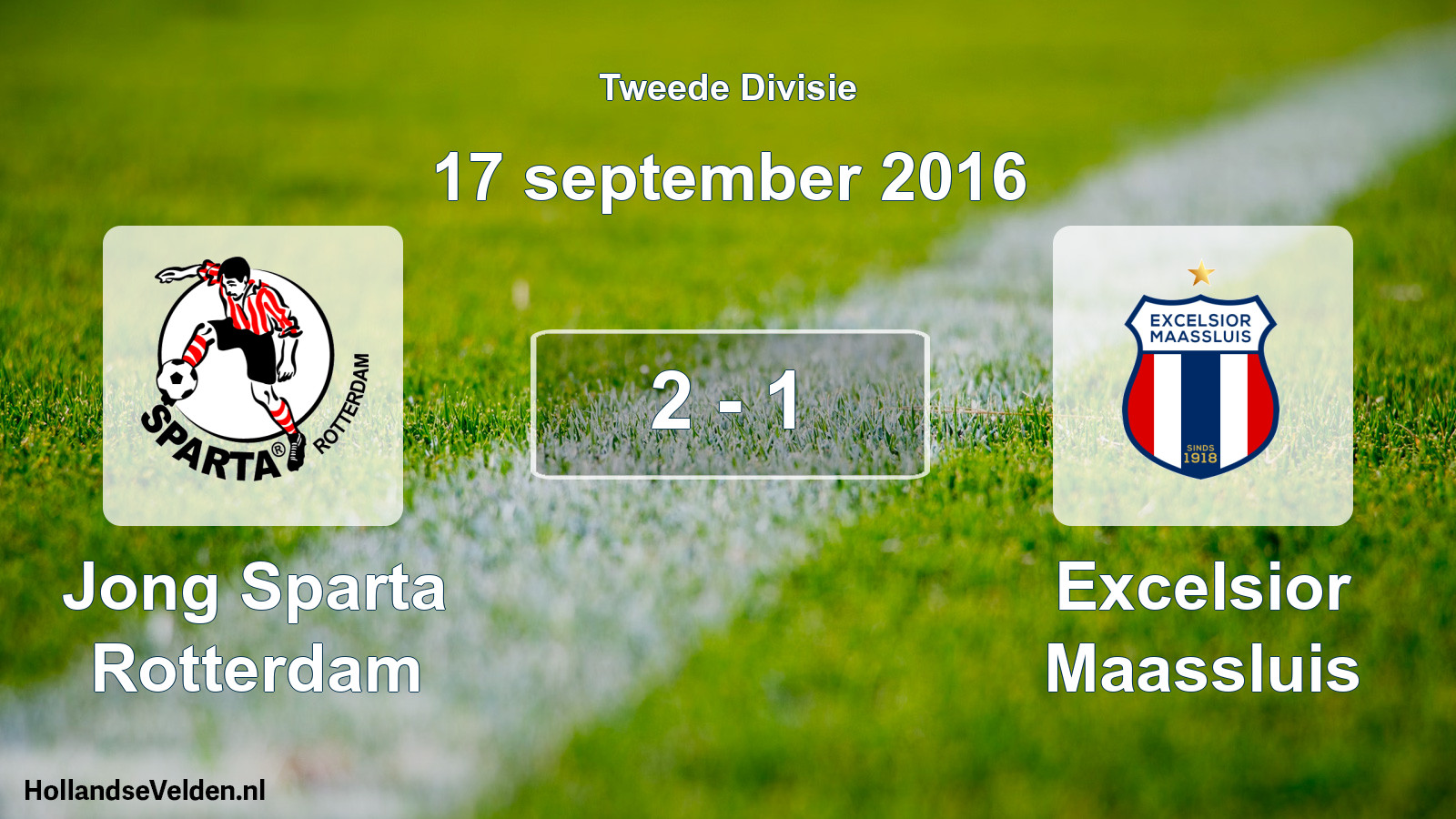 Total number of matches played: Jong Sparta Rotterdam - Excelsior Maassluis 2 - 1 (17 September 2016)