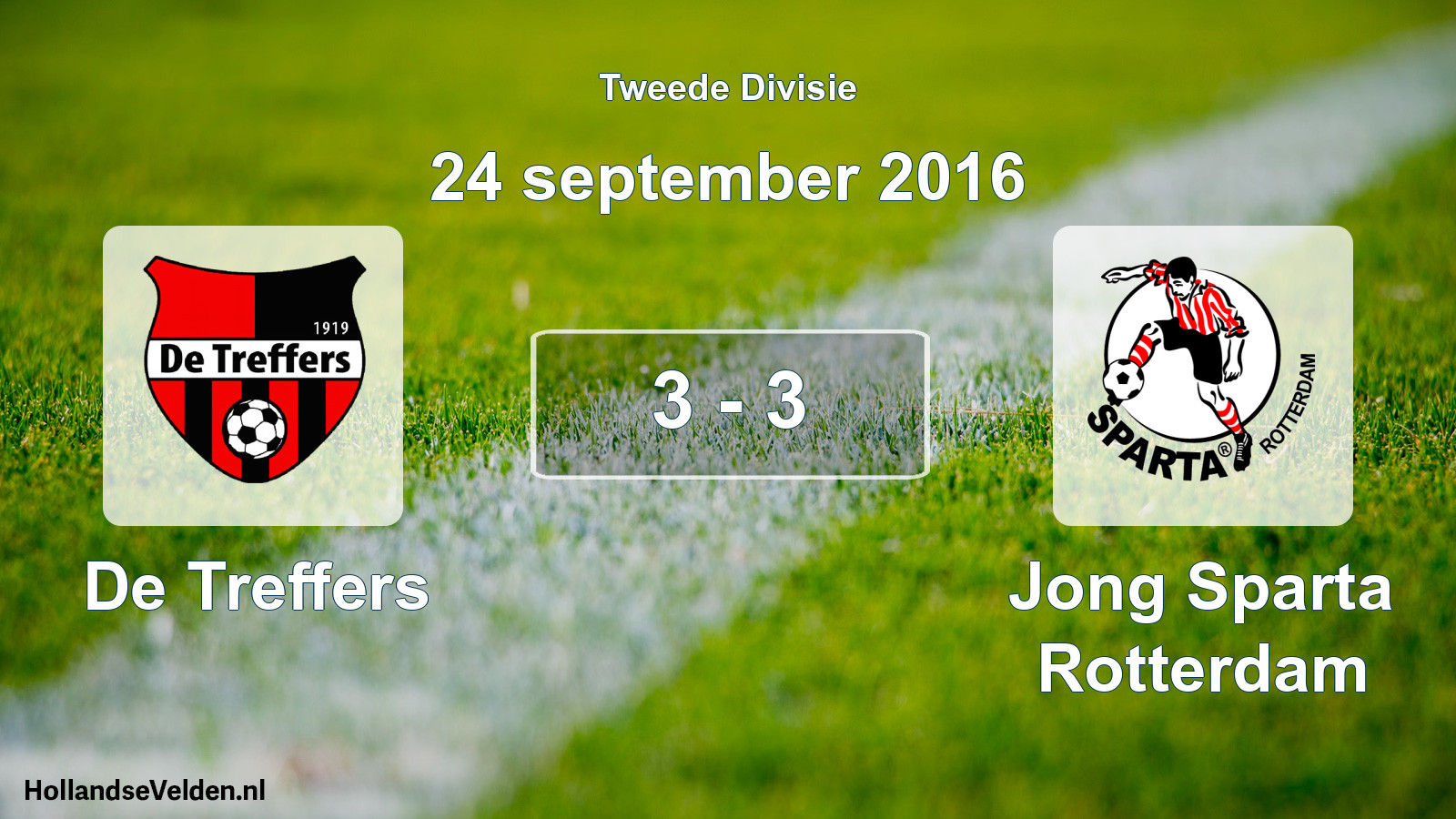 Total number of matches played: De Treffers - Jong Sparta Rotterdam 3 - 3 (24 September 2016)