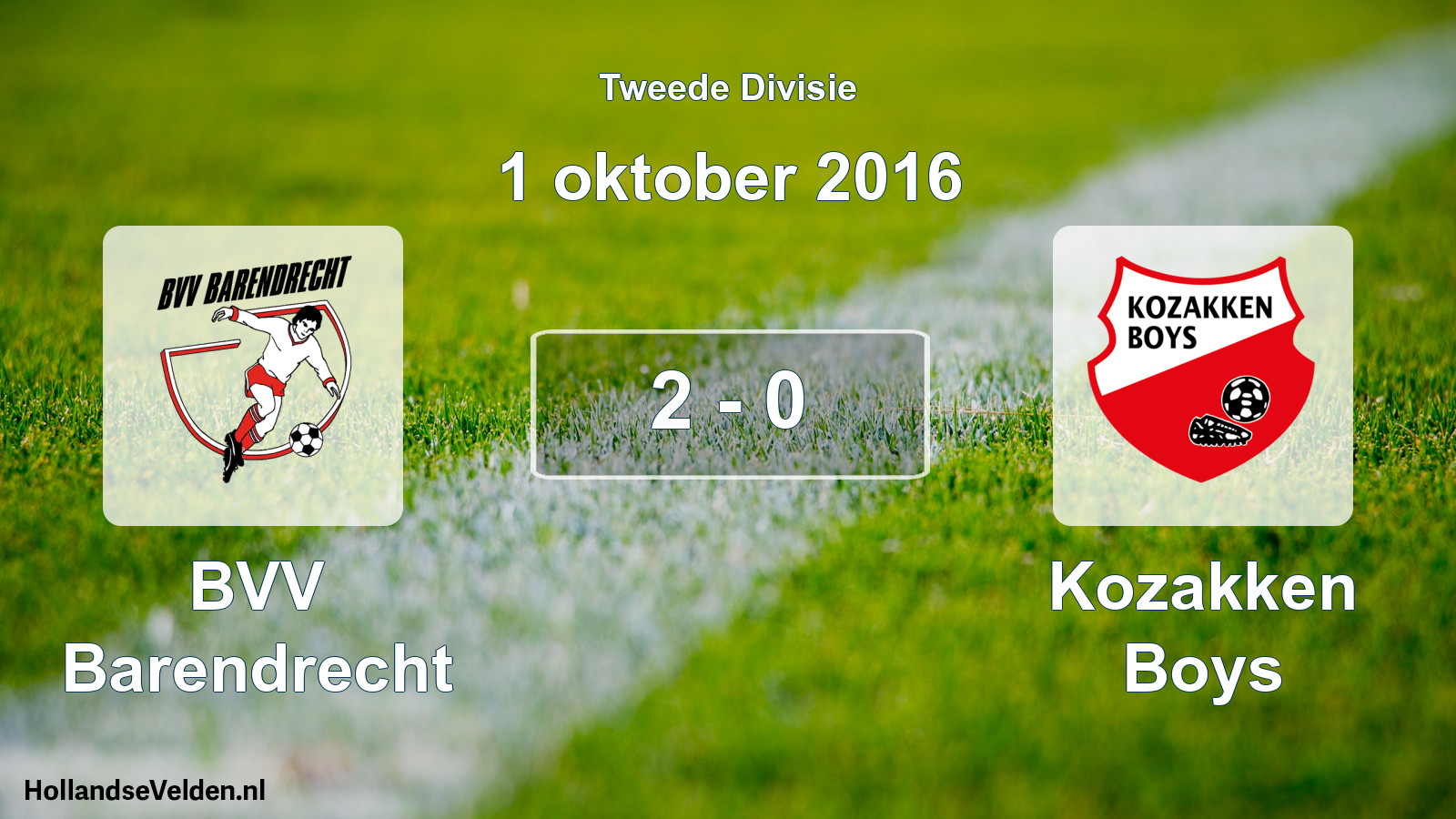 Total number of matches played: BVV Barendrecht - Kozakken Boys 2 - 0 (1 October 2016)