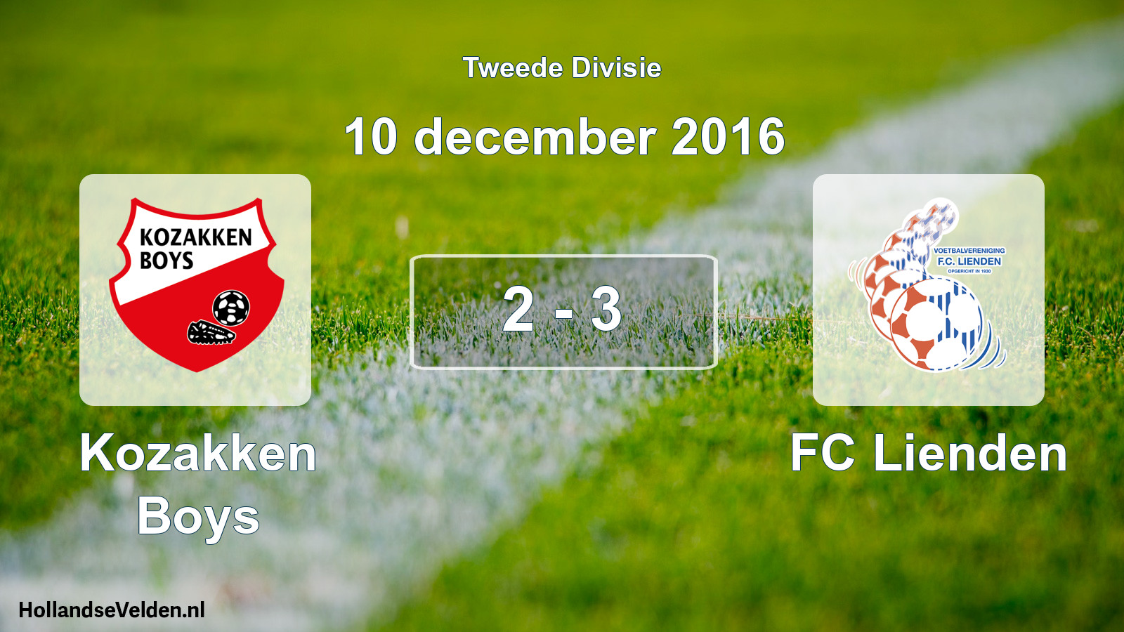 Total number of matches played: Kozakken Boys - FC Lienden 2 - 3 (10 December 2016)