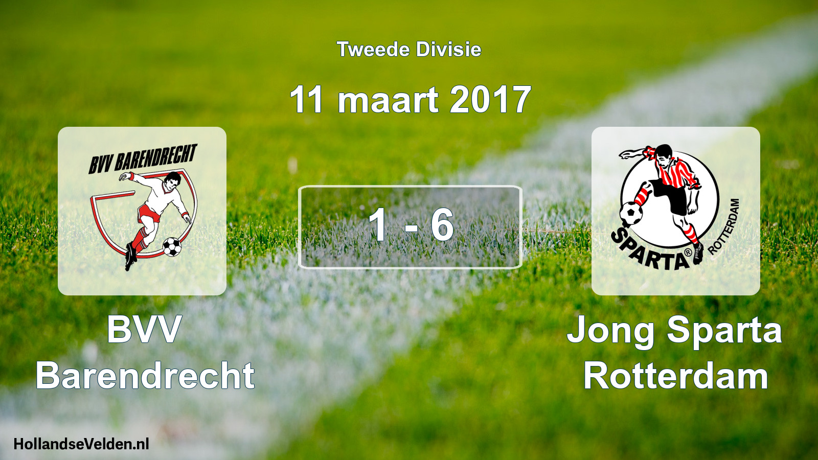 Total number of matches played: BVV Barendrecht - Jong Sparta Rotterdam 1 - 6 (11 March 2017)