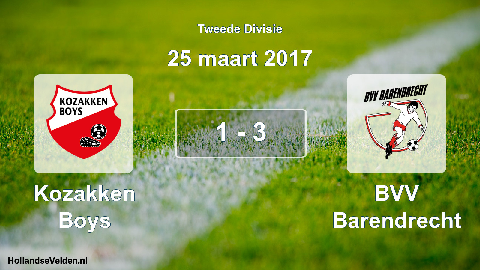 Total number of matches played: Kozakken Boys - BVV Barendrecht 1 - 3 (25 March 2017)