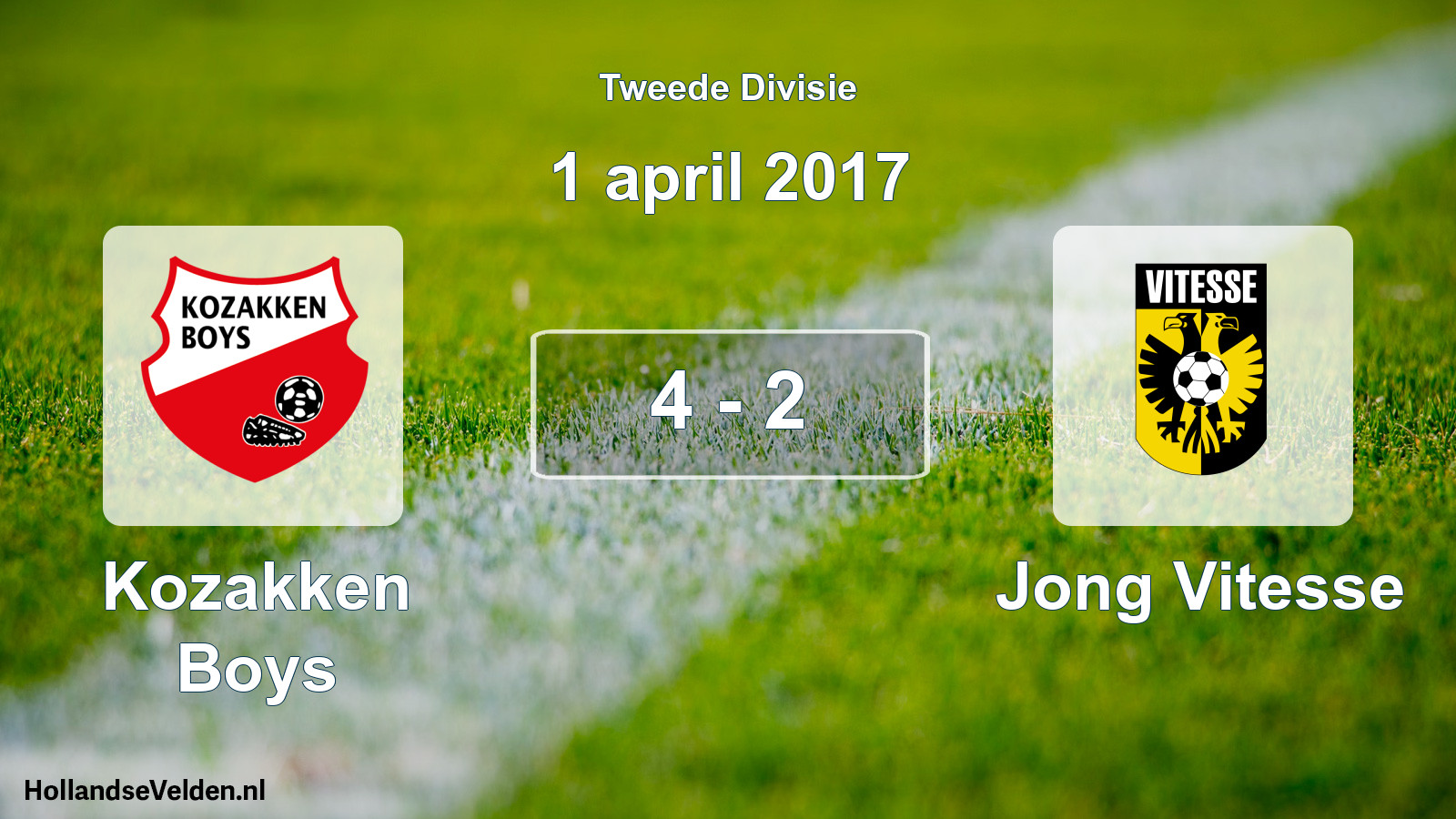 Total number of matches played: Kozakken Boys - Jong Vitesse 4 - 2 (1 April 2017)